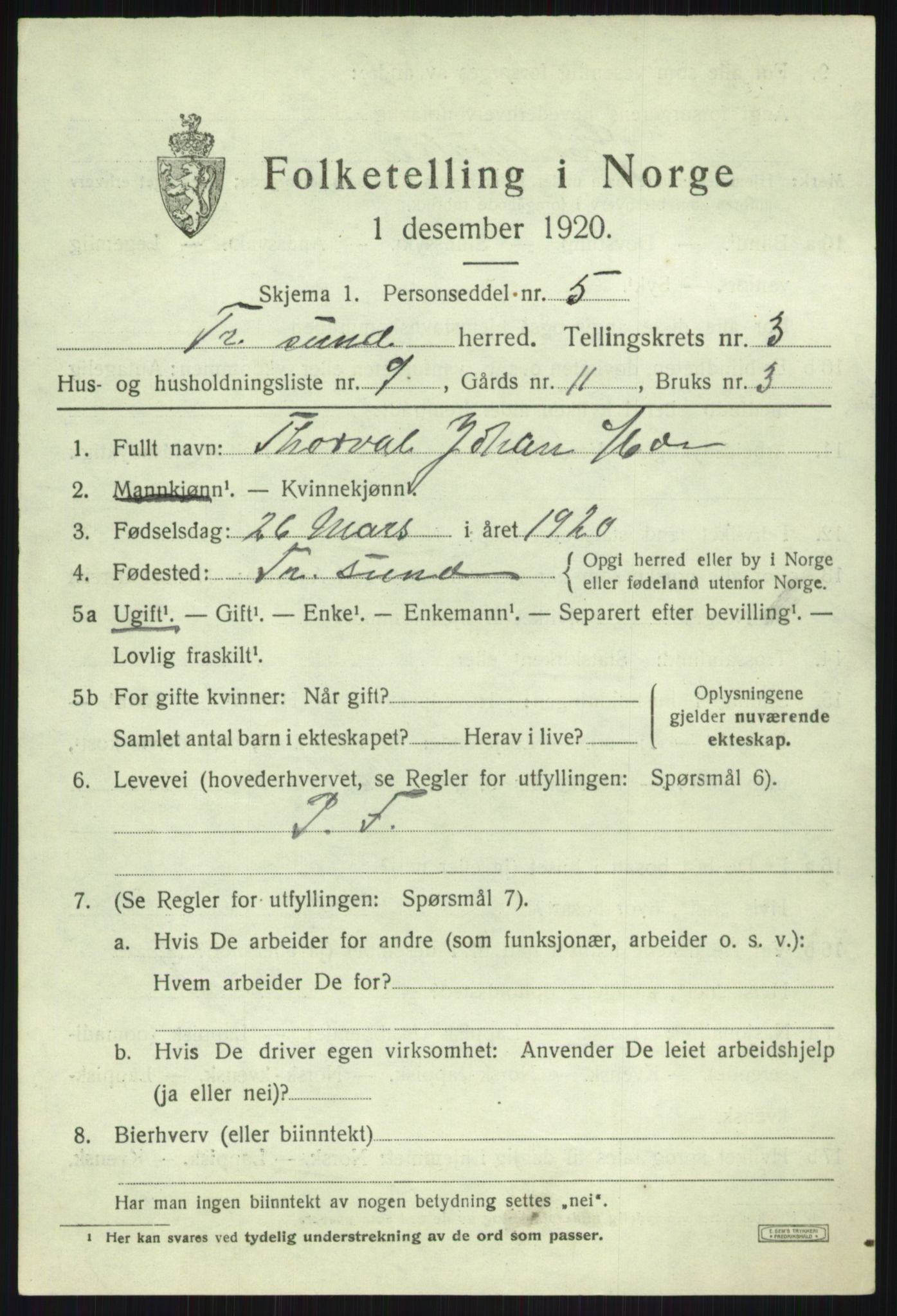 SATØ, 1920 census for Tromsøysund, 1920, p. 2796