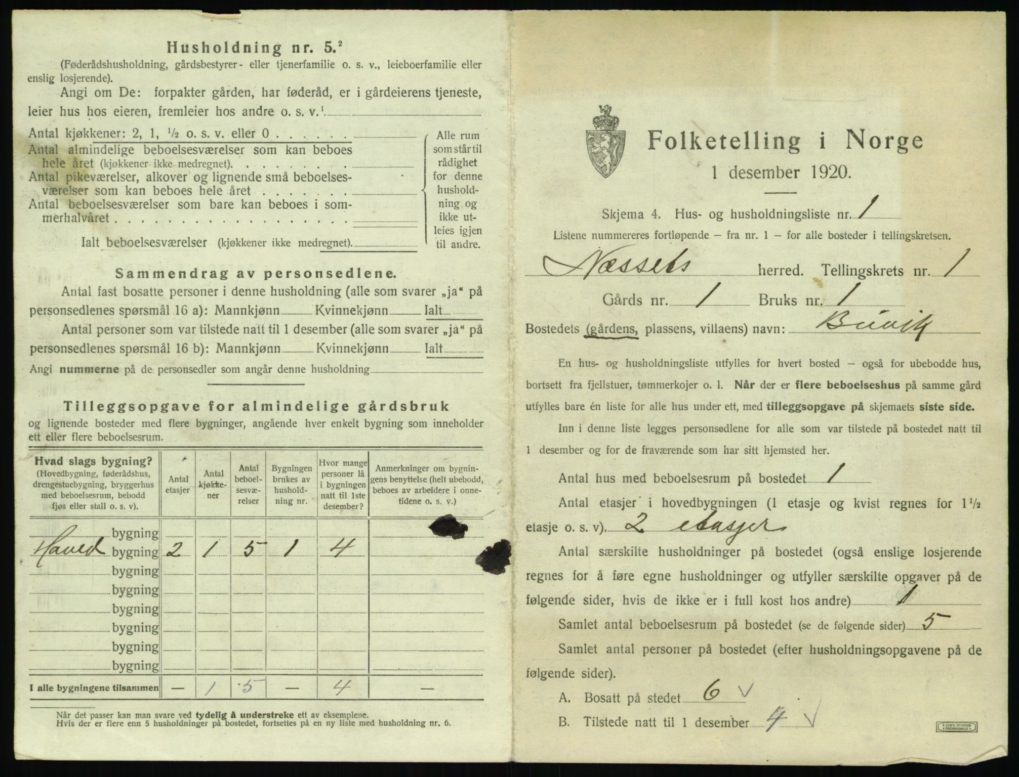 SAT, 1920 census for Nesset, 1920, p. 38