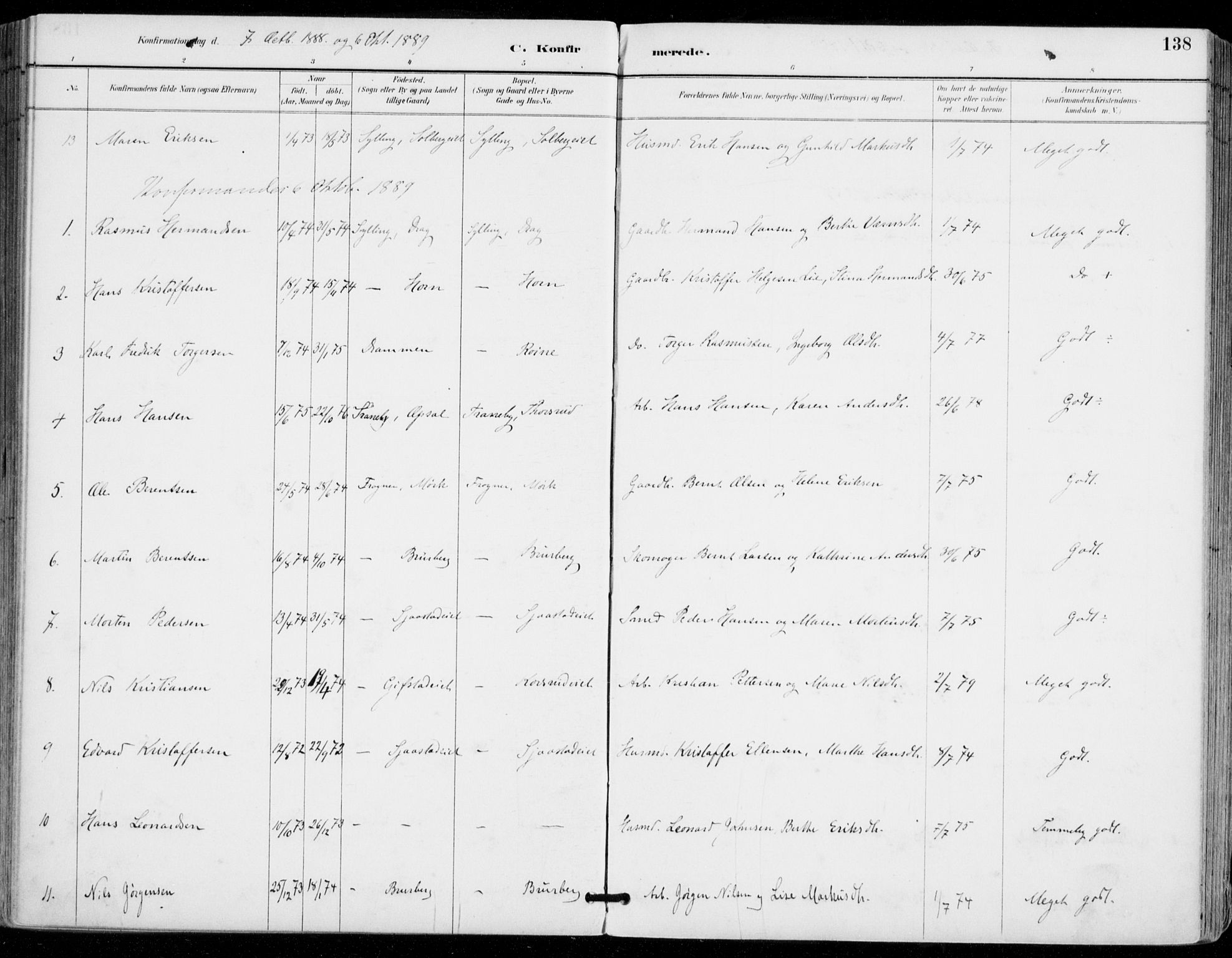 Sylling kirkebøker, SAKO/A-247/F/Fa/L0001: Parish register (official) no. 1, 1883-1910, p. 138