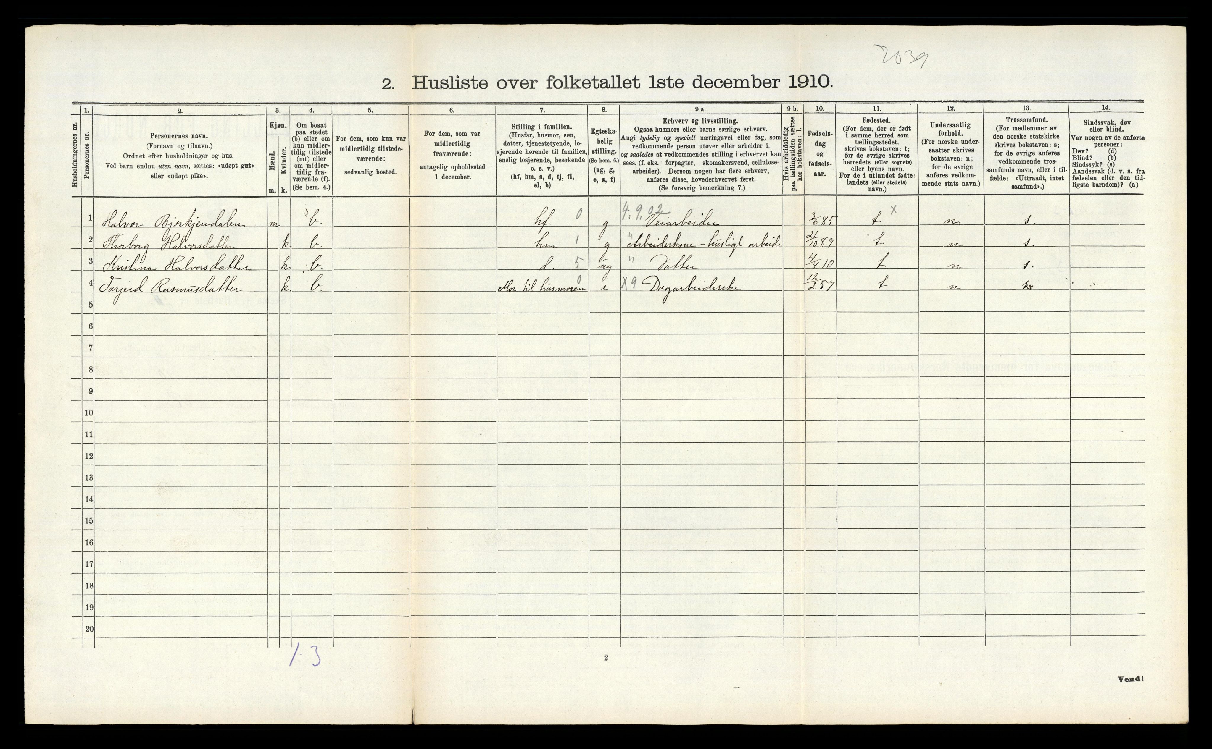 RA, 1910 census for Vegårshei, 1910, p. 187