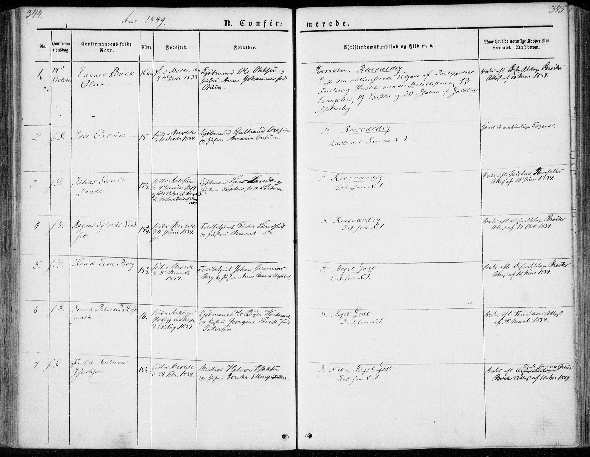 Ministerialprotokoller, klokkerbøker og fødselsregistre - Møre og Romsdal, AV/SAT-A-1454/558/L0689: Parish register (official) no. 558A03, 1843-1872, p. 344-345