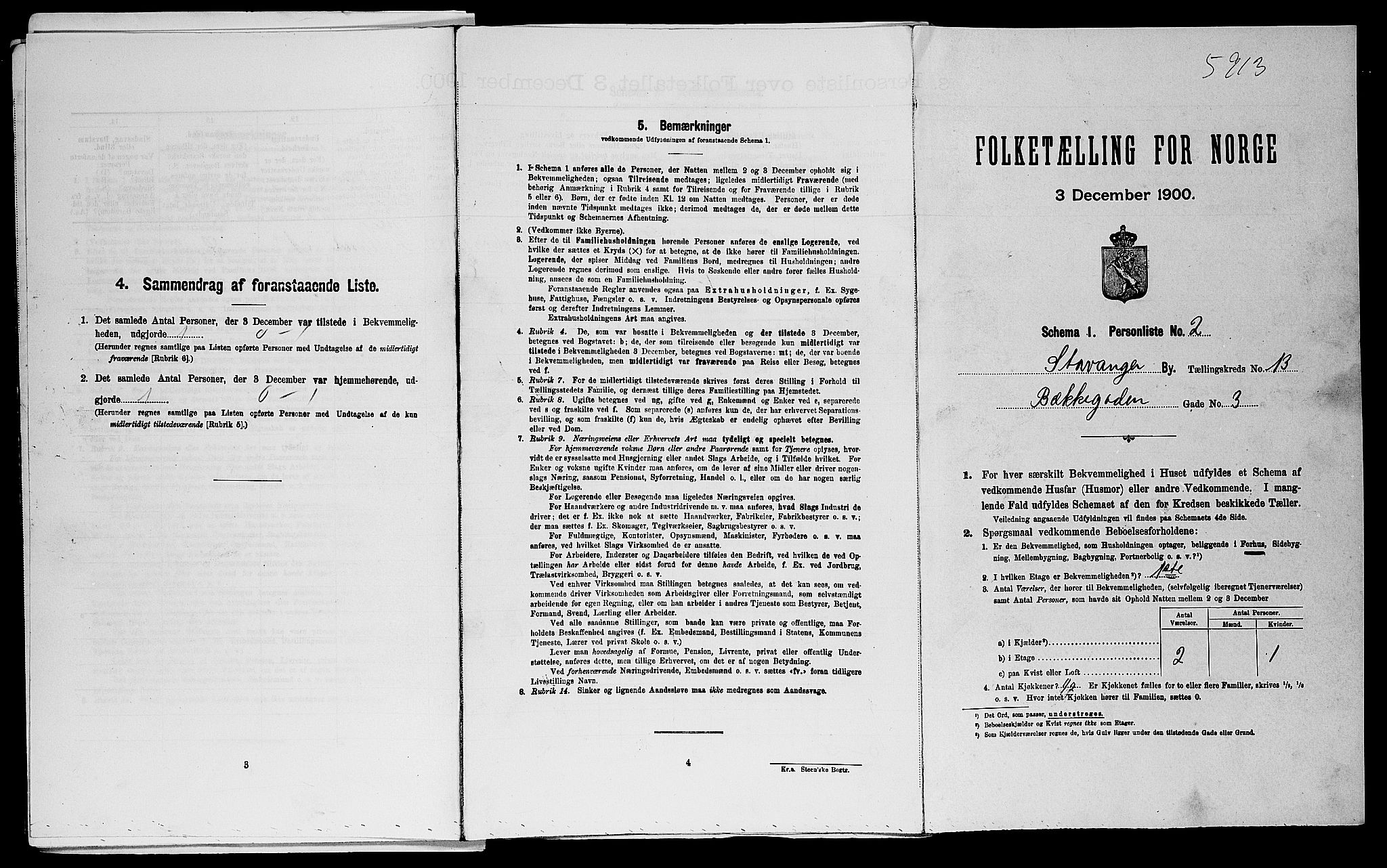 SAST, 1900 census for Stavanger, 1900, p. 5584