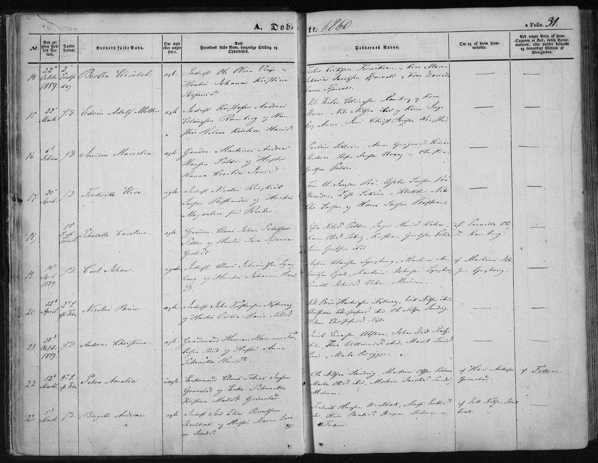 Ministerialprotokoller, klokkerbøker og fødselsregistre - Nordland, SAT/A-1459/891/L1300: Parish register (official) no. 891A05, 1856-1870, p. 31