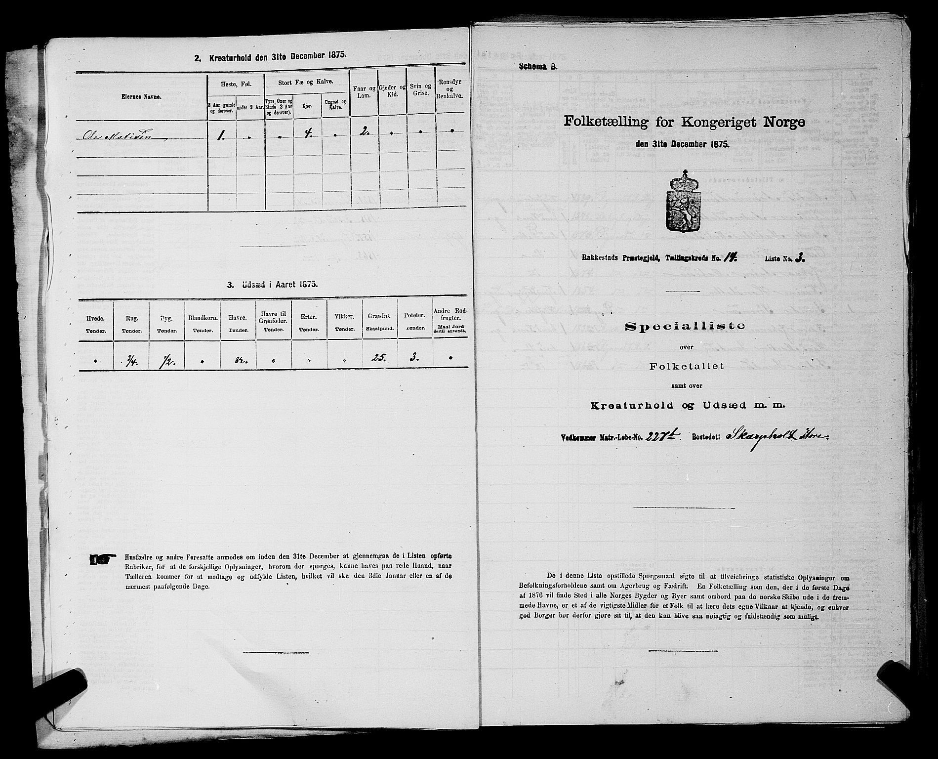 RA, 1875 census for 0128P Rakkestad, 1875, p. 1605