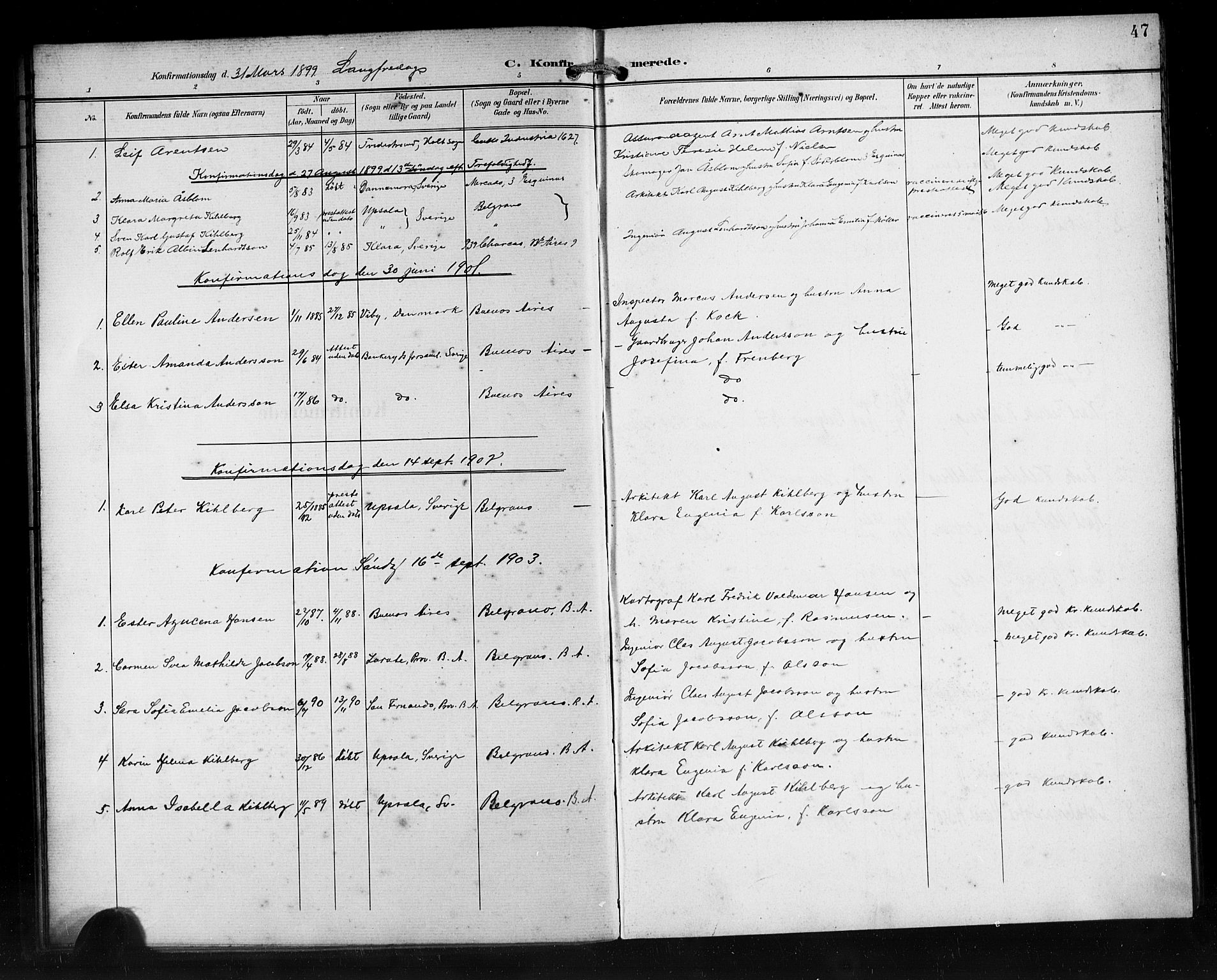 Den norske sjømannsmisjon i utlandet/Syd-Amerika (Buenos Aires m.fl.), SAB/SAB/PA-0118/H/Ha/L0002: Parish register (official) no. A 2, 1899-1919, p. 47