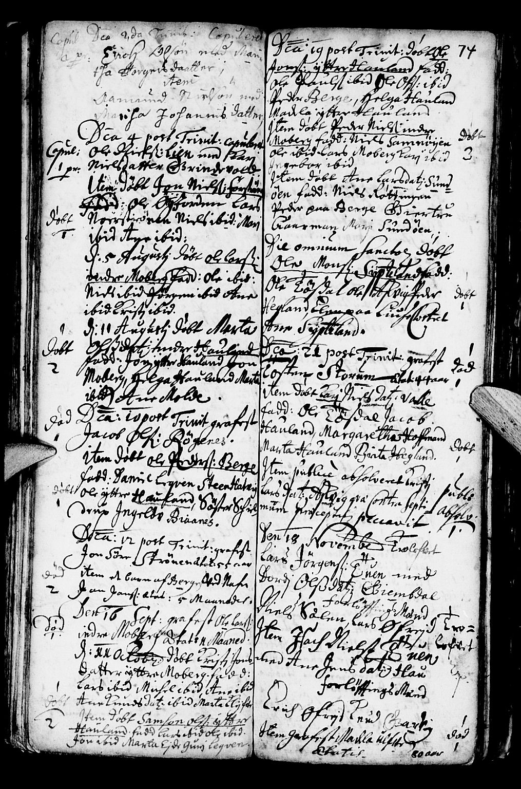 Os sokneprestembete, SAB/A-99929: Parish register (official) no. A 1, 1669-1722, p. 74