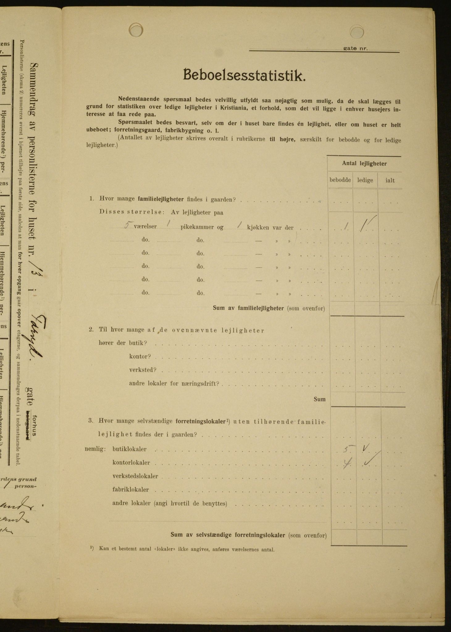 OBA, Municipal Census 1909 for Kristiania, 1909, p. 103385