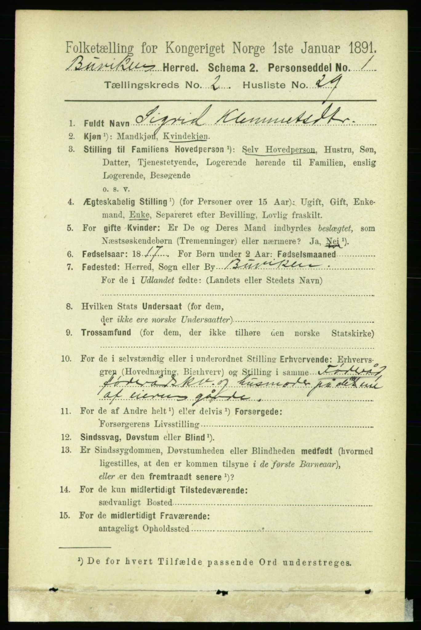 RA, 1891 census for 1656 Buvik, 1891, p. 755