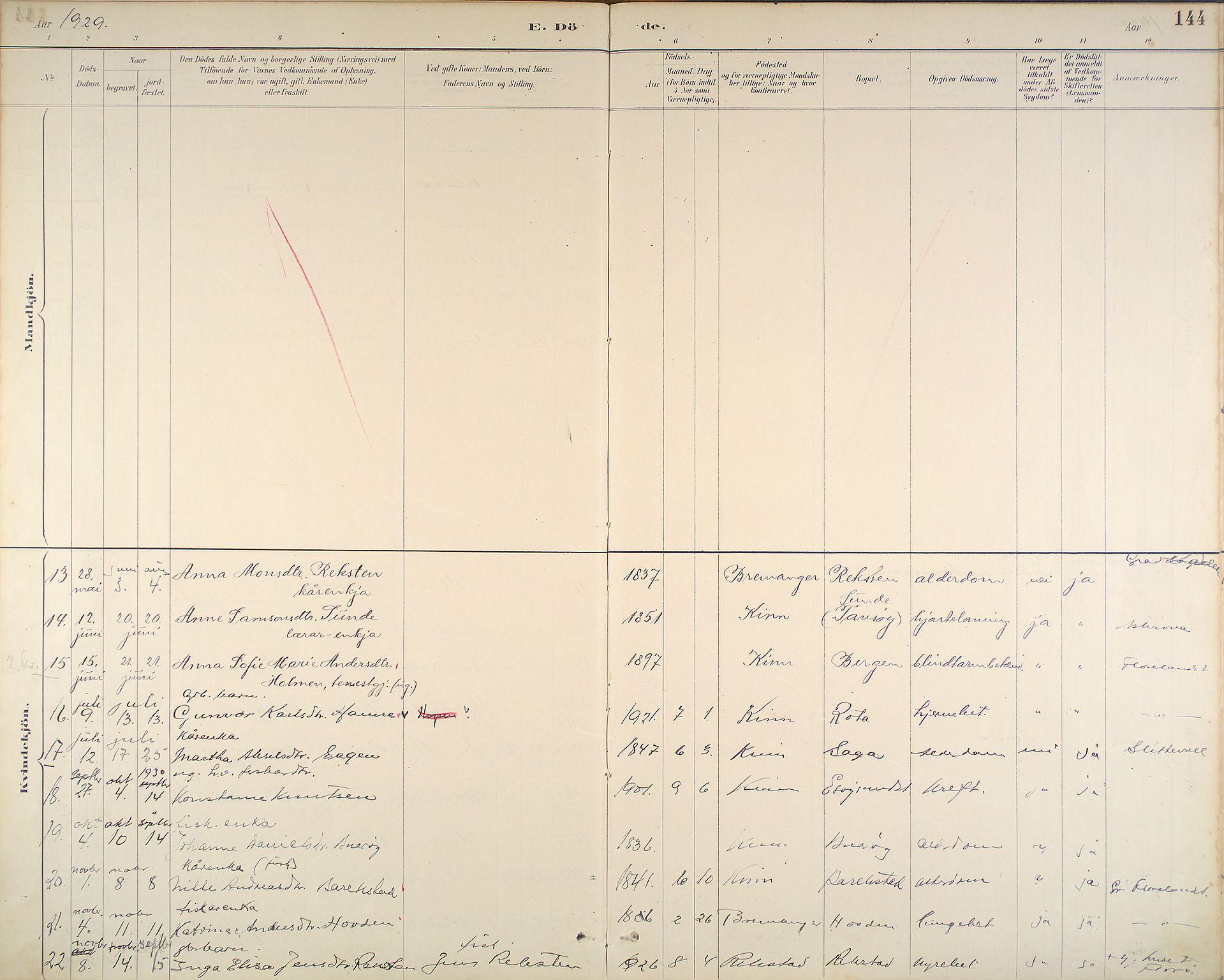 Kinn sokneprestembete, AV/SAB-A-80801/H/Haa/Haab/L0011: Parish register (official) no. B 11, 1886-1936, p. 144