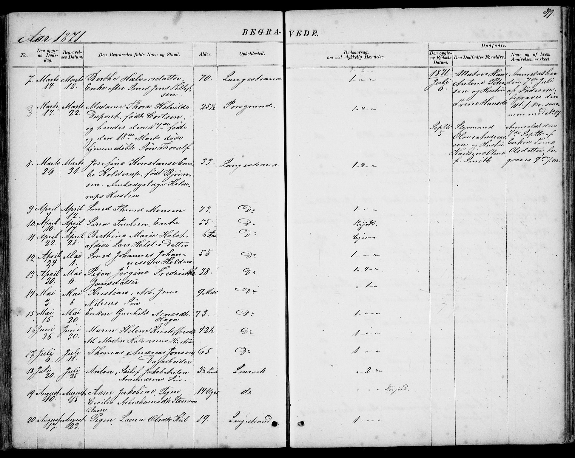 Larvik kirkebøker, AV/SAKO-A-352/G/Gb/L0003: Parish register (copy) no. II 3, 1867-1899, p. 399