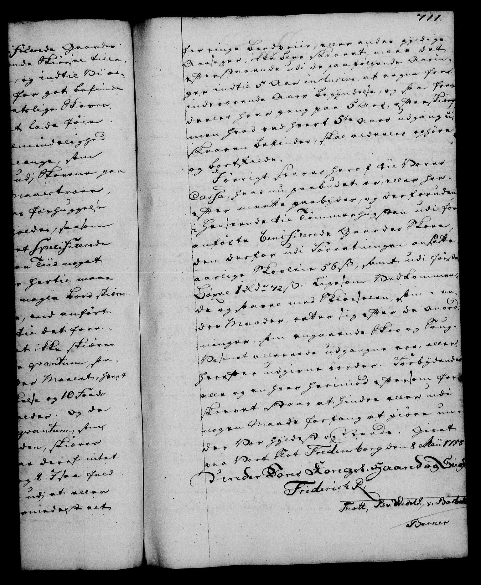Rentekammeret, Kammerkanselliet, RA/EA-3111/G/Gg/Gga/L0006: Norsk ekspedisjonsprotokoll med register (merket RK 53.6), 1749-1759, p. 711
