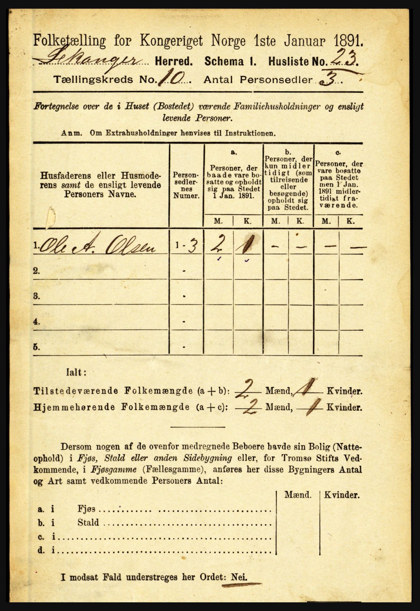 RA, 1891 census for 1419 Leikanger, 1891, p. 1811