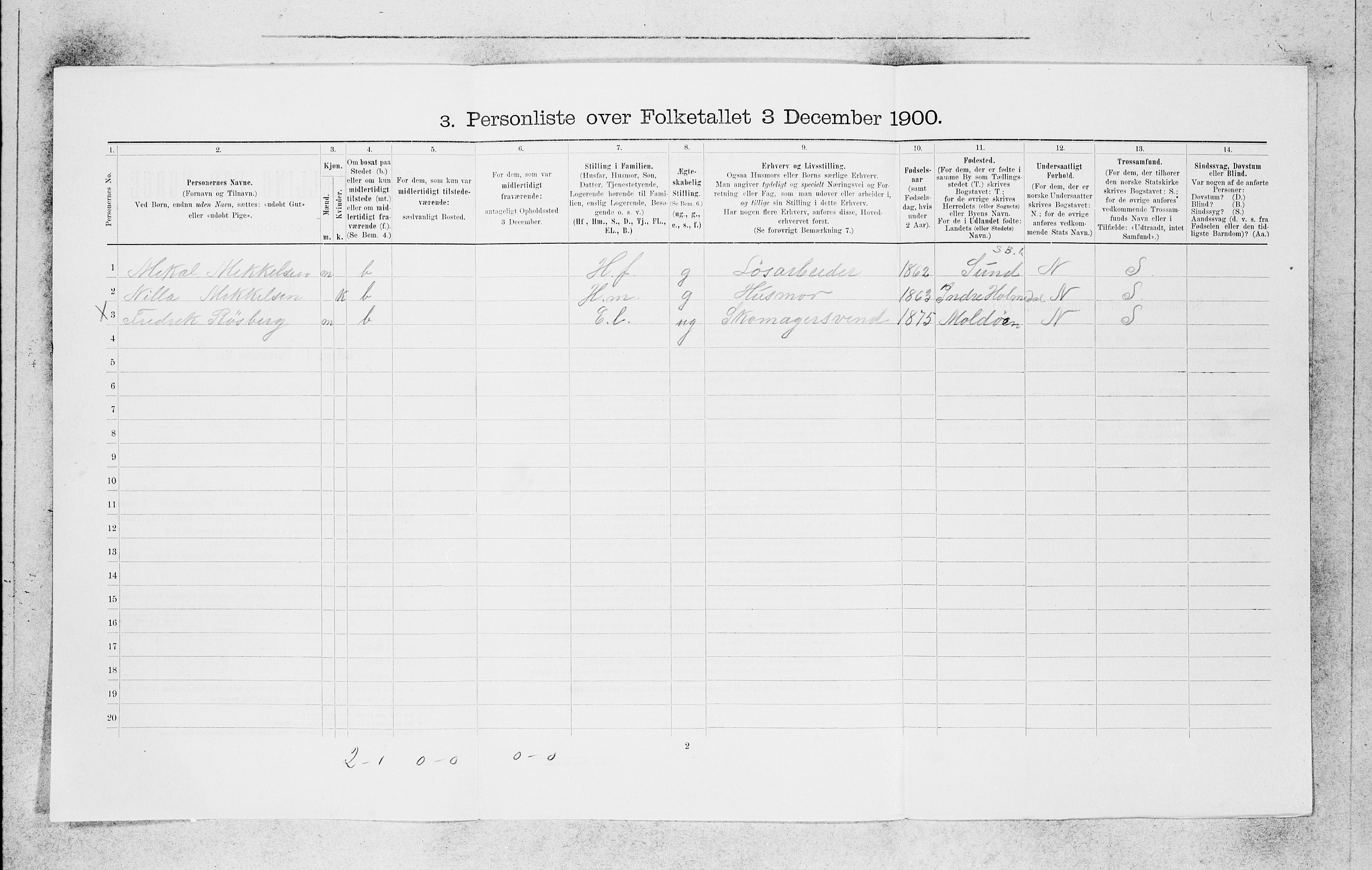 SAB, 1900 census for Bergen, 1900, p. 2656