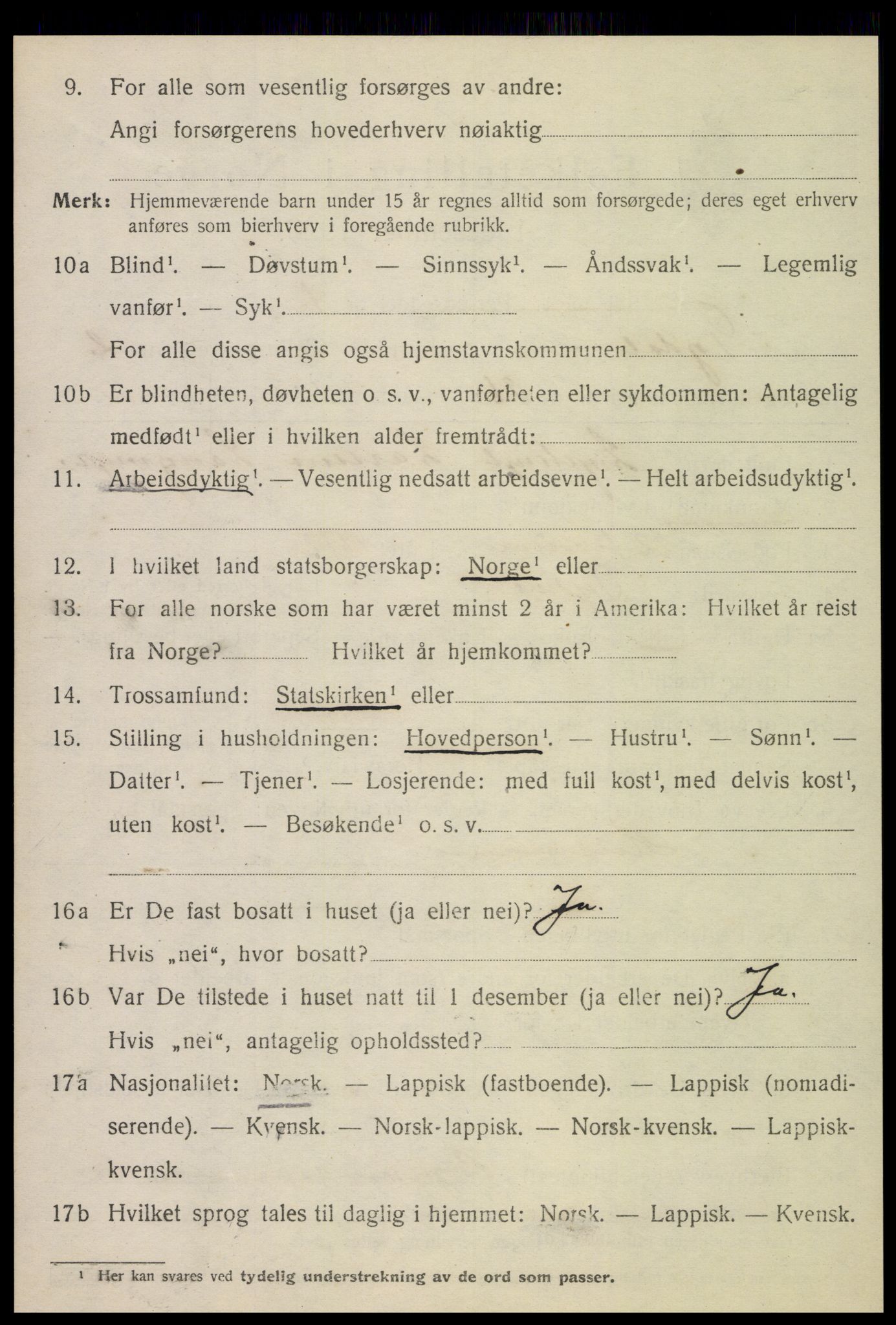 SAT, 1920 census for Tydal, 1920, p. 870