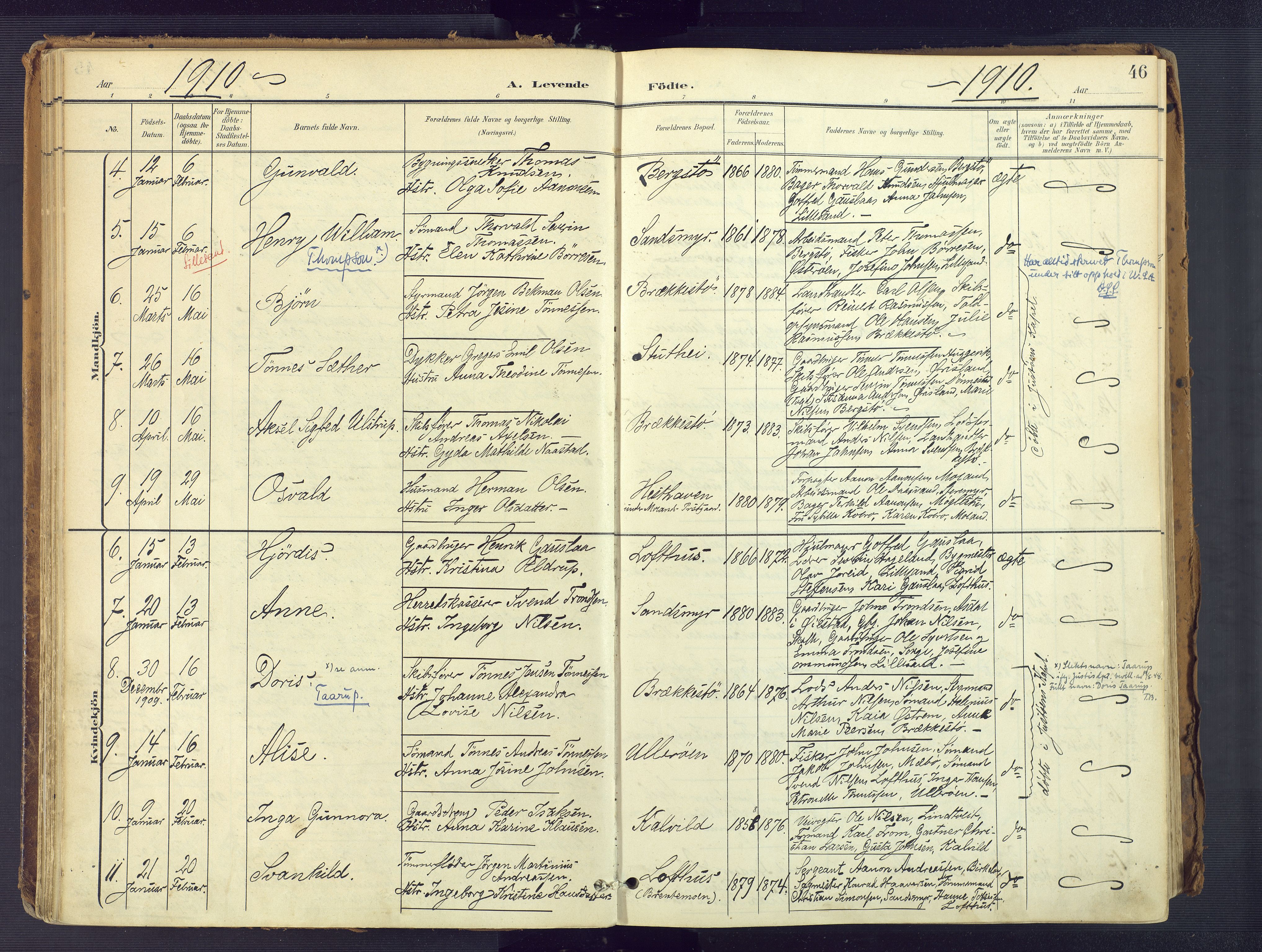 Vestre Moland sokneprestkontor, SAK/1111-0046/F/Fa/Fab/L0010: Parish register (official) no. A 10, 1900-1926, p. 46
