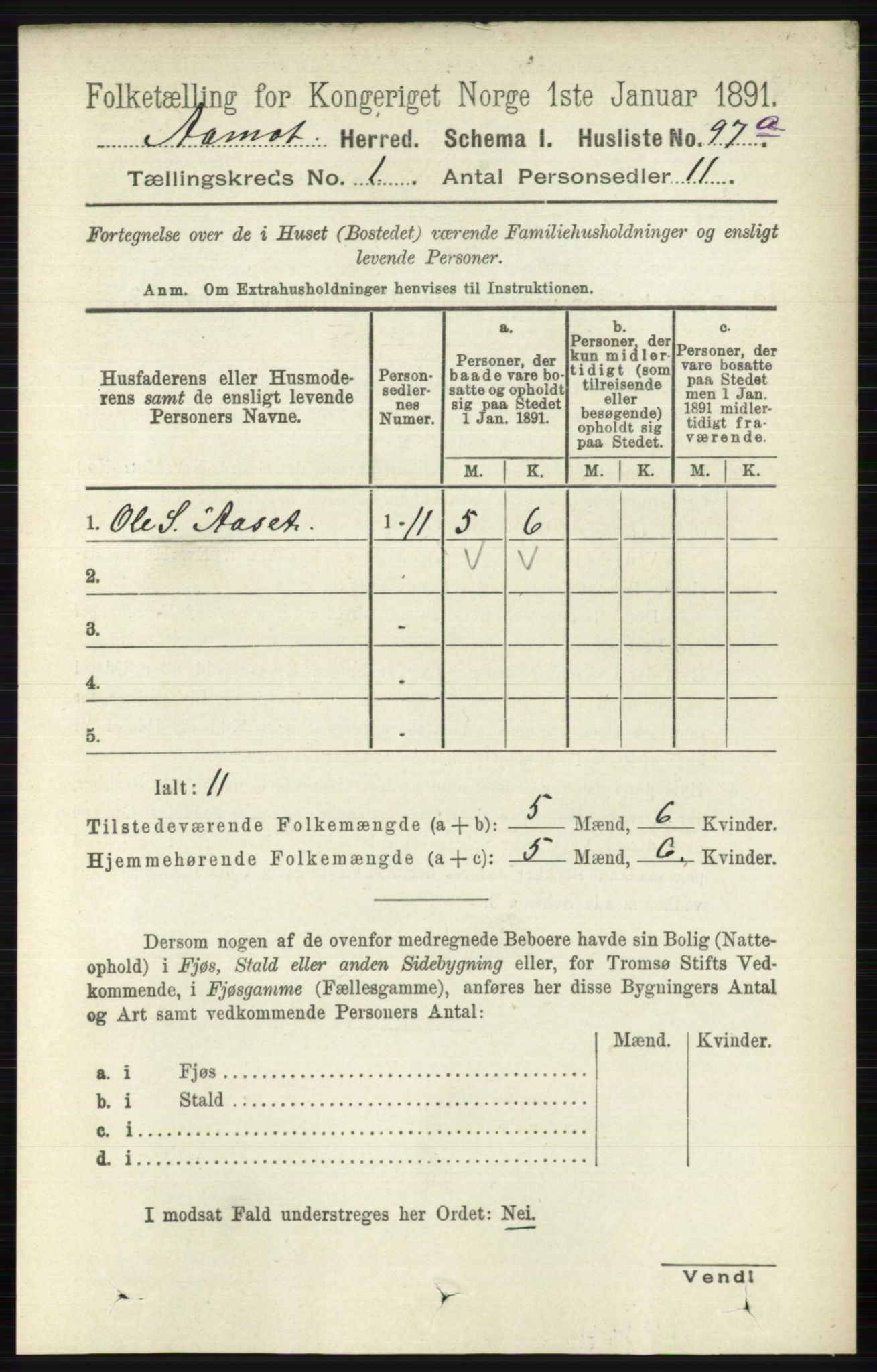 RA, 1891 census for 0429 Åmot, 1891, p. 126