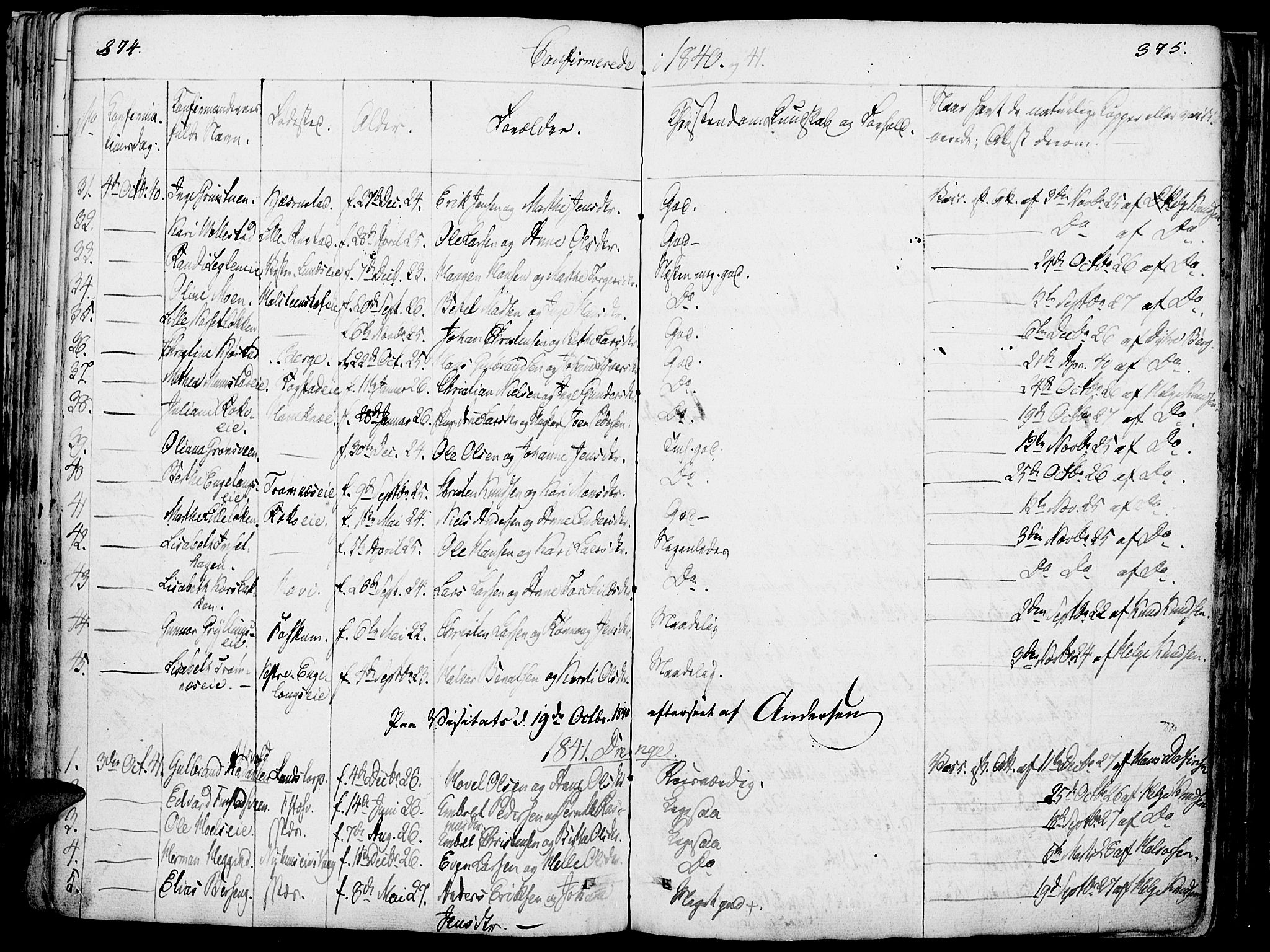 Løten prestekontor, AV/SAH-PREST-022/K/Ka/L0006: Parish register (official) no. 6, 1832-1849, p. 374-375