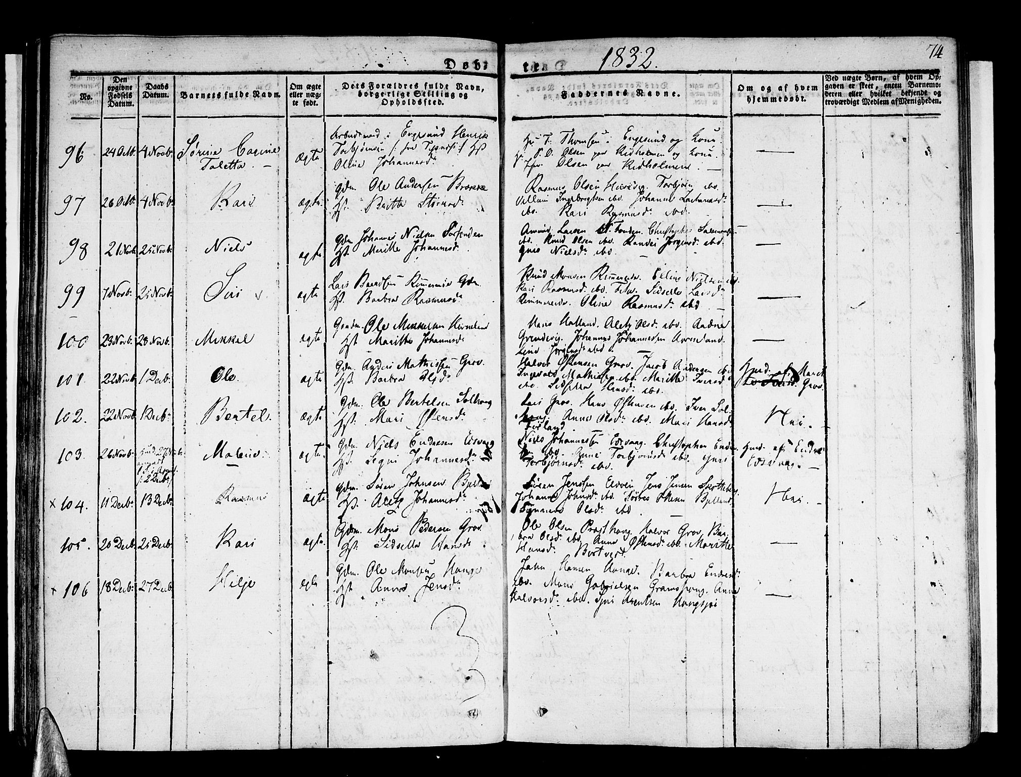 Stord sokneprestembete, AV/SAB-A-78201/H/Haa: Parish register (official) no. A 6, 1826-1840, p. 74