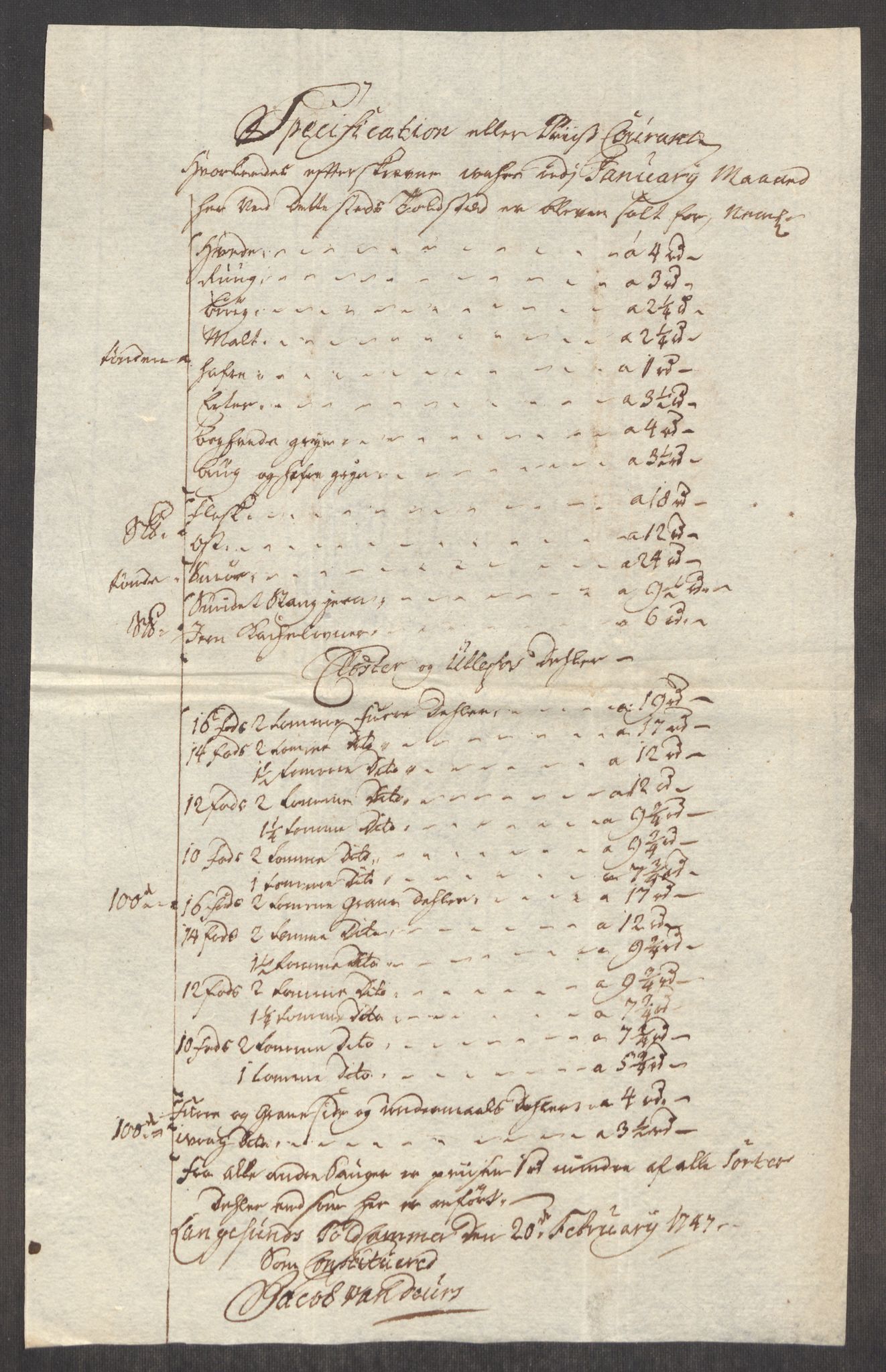 Rentekammeret inntil 1814, Realistisk ordnet avdeling, RA/EA-4070/Oe/L0003: [Ø1]: Priskuranter, 1745-1748, p. 575
