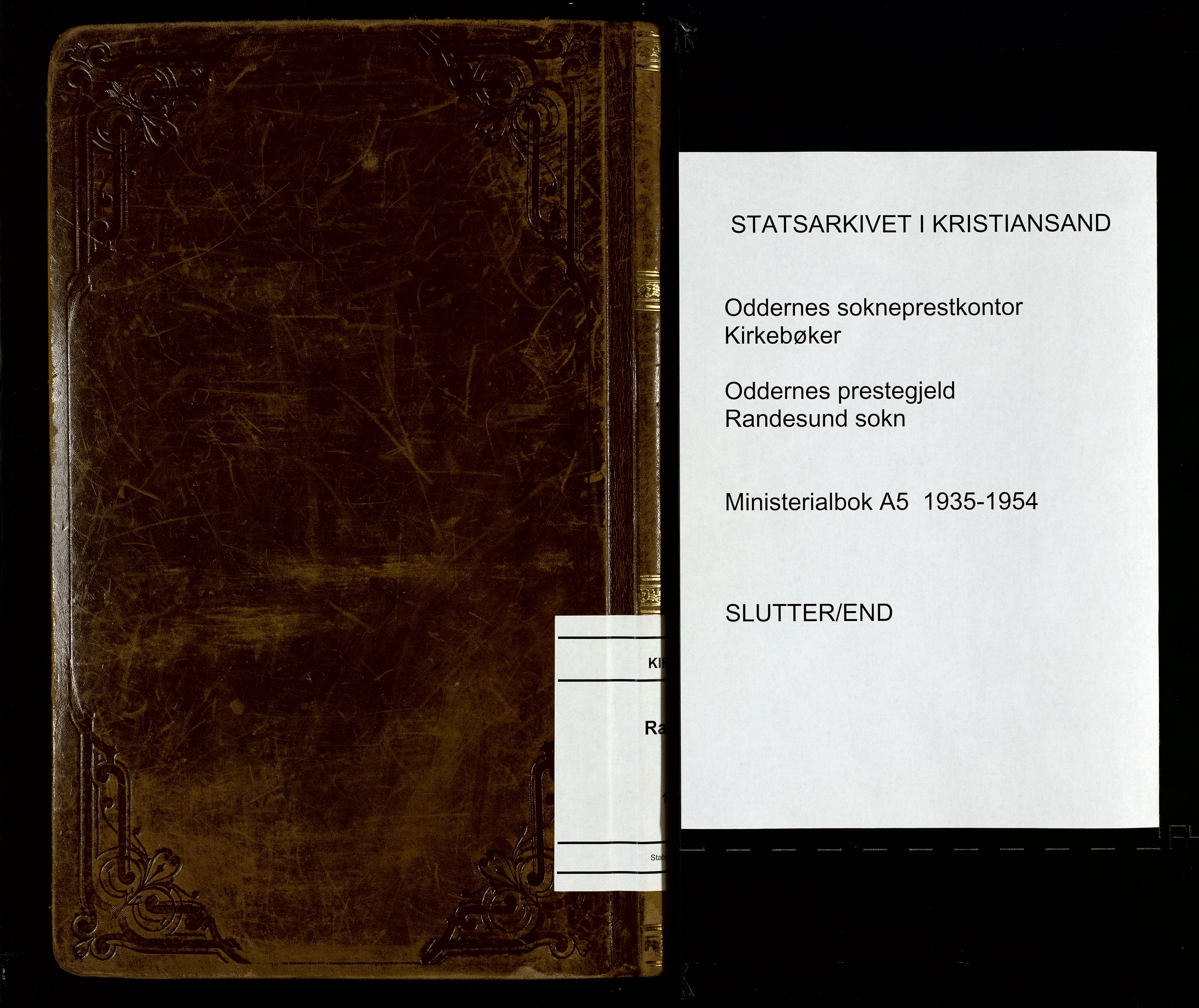 Oddernes sokneprestkontor, AV/SAK-1111-0033/F/Fa/Fab/L0005: Parish register (official) no. A 5, 1935-1954