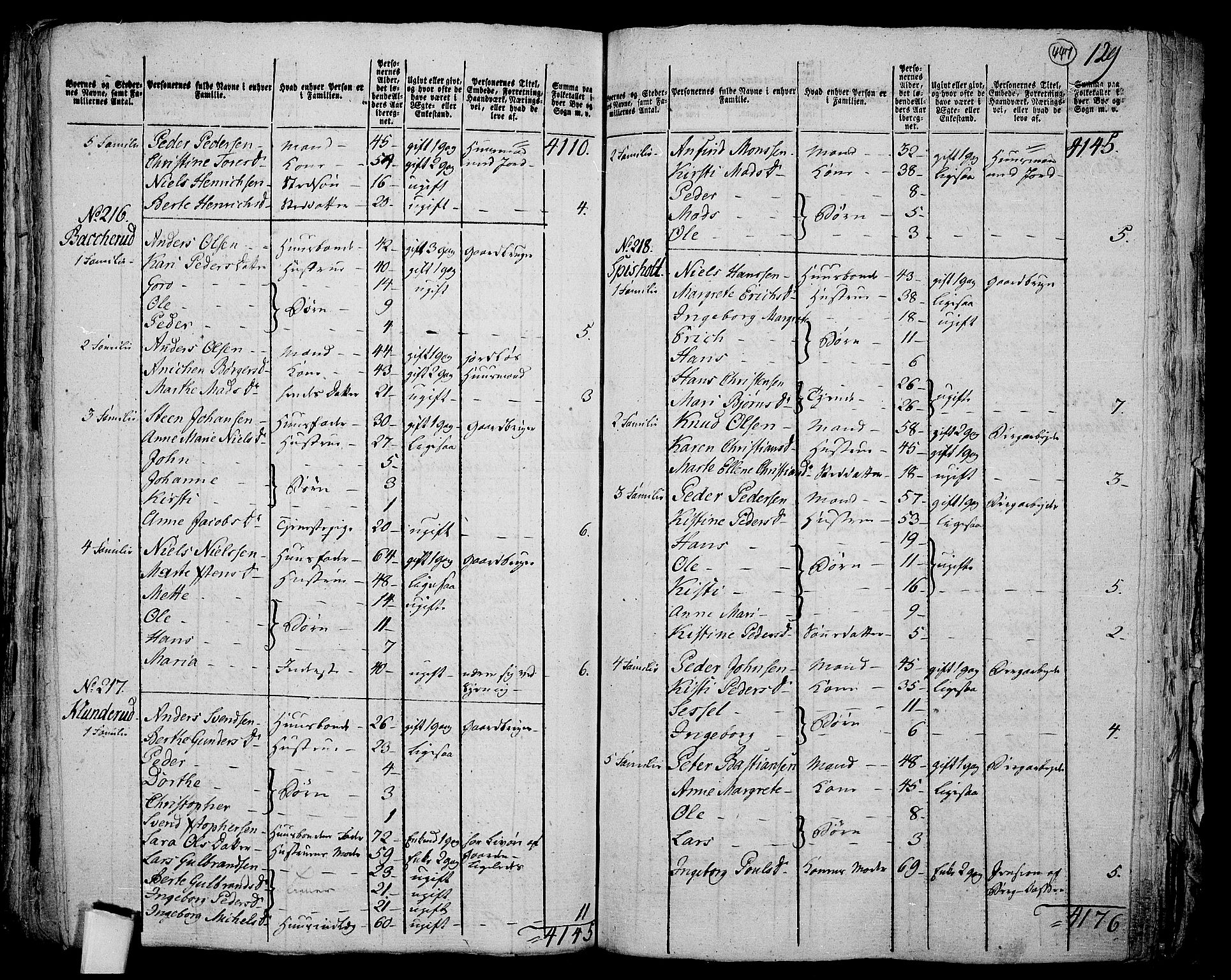 RA, 1801 census for 0624P Eiker, 1801, p. 446b-447a
