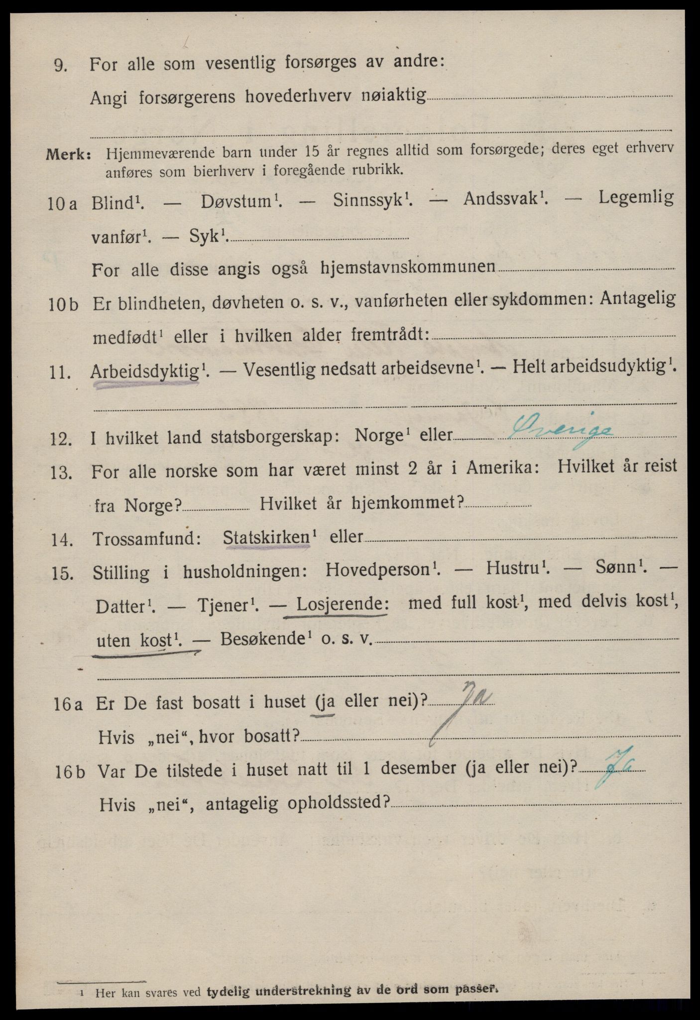 SAT, 1920 census for Kristiansund, 1920, p. 19850