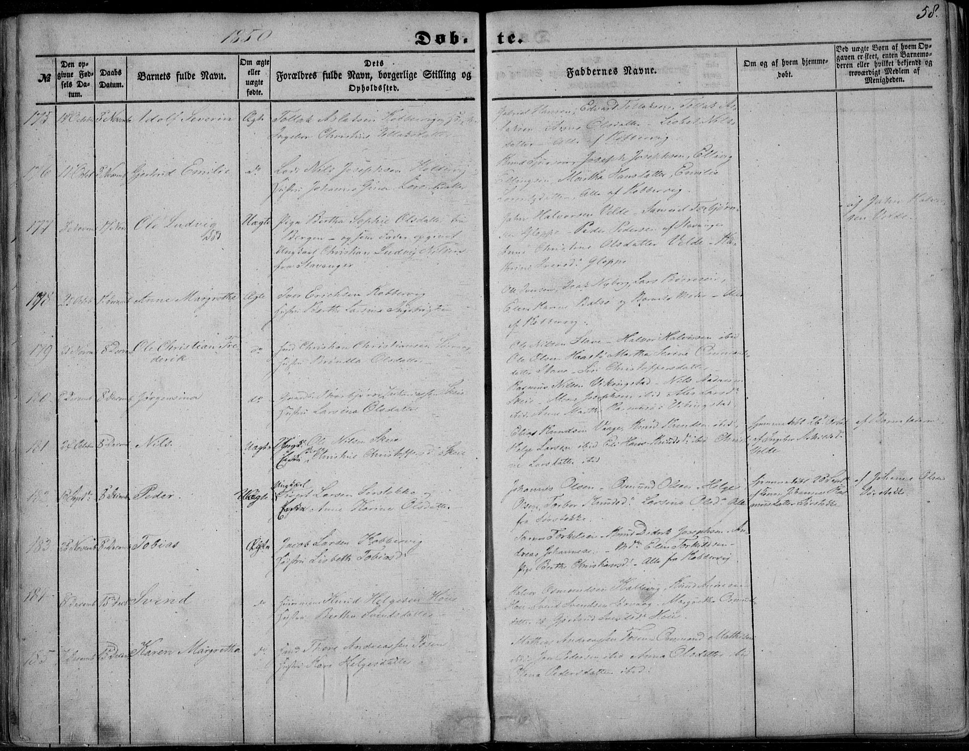 Avaldsnes sokneprestkontor, AV/SAST-A -101851/H/Ha/Haa/L0008: Parish register (official) no. A 8, 1847-1857, p. 58