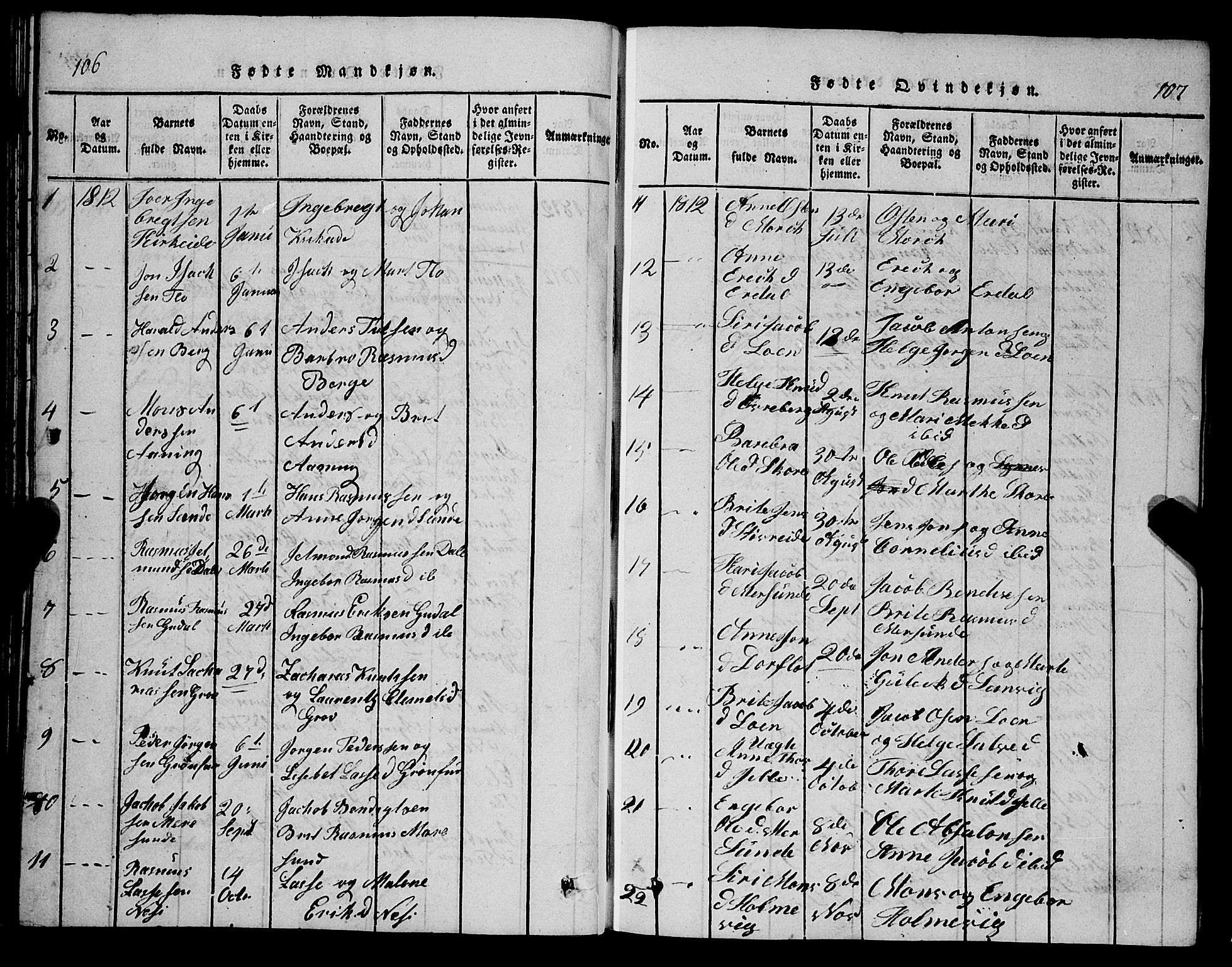 Stryn Sokneprestembete, AV/SAB-A-82501: Parish register (copy) no. C 1, 1801-1845, p. 106-107