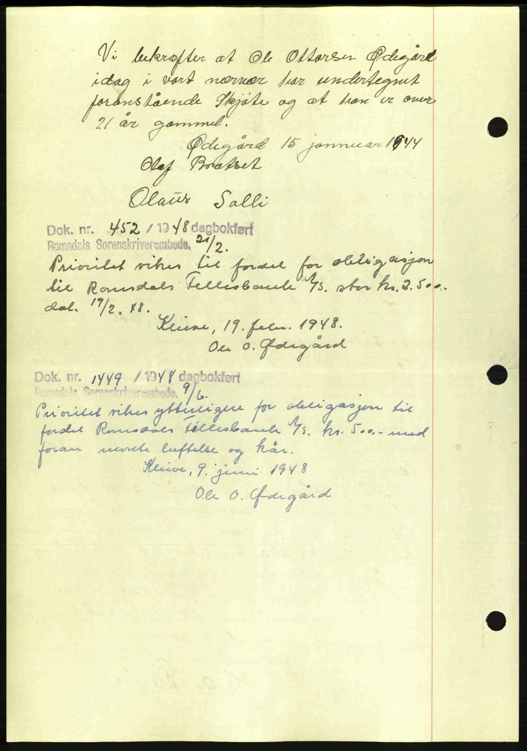 Romsdal sorenskriveri, AV/SAT-A-4149/1/2/2C: Mortgage book no. A15, 1943-1944, Diary no: : 131/1944