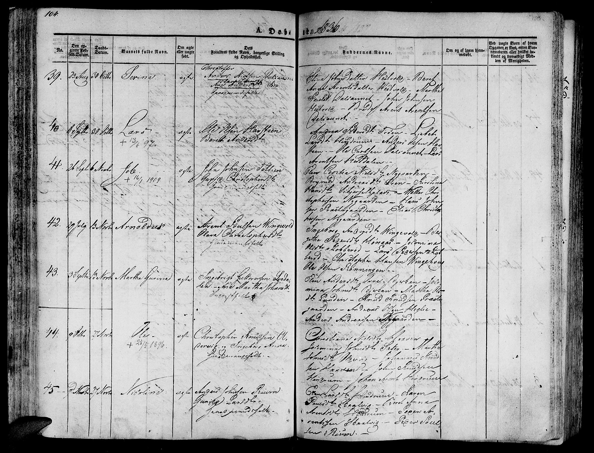 Ministerialprotokoller, klokkerbøker og fødselsregistre - Nord-Trøndelag, SAT/A-1458/701/L0006: Parish register (official) no. 701A06, 1825-1841, p. 104