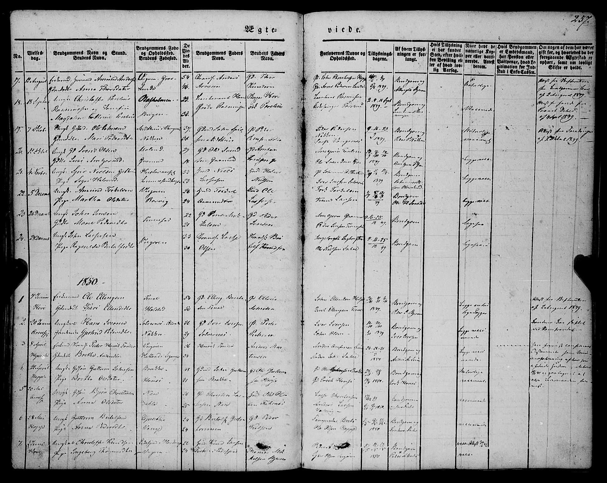 Vik sokneprestembete, SAB/A-81501: Parish register (official) no. A 8, 1846-1865, p. 257