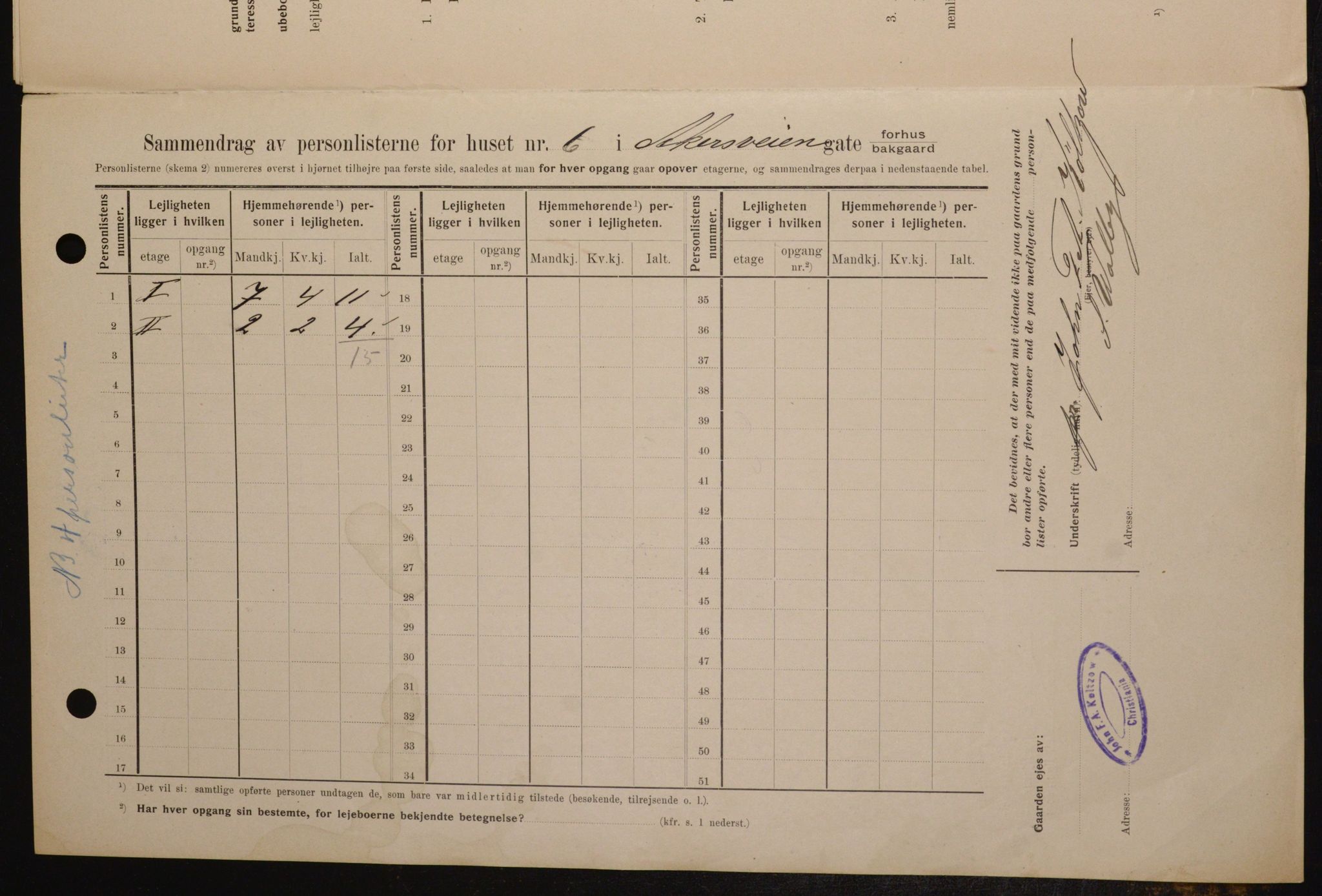 OBA, Municipal Census 1909 for Kristiania, 1909, p. 803