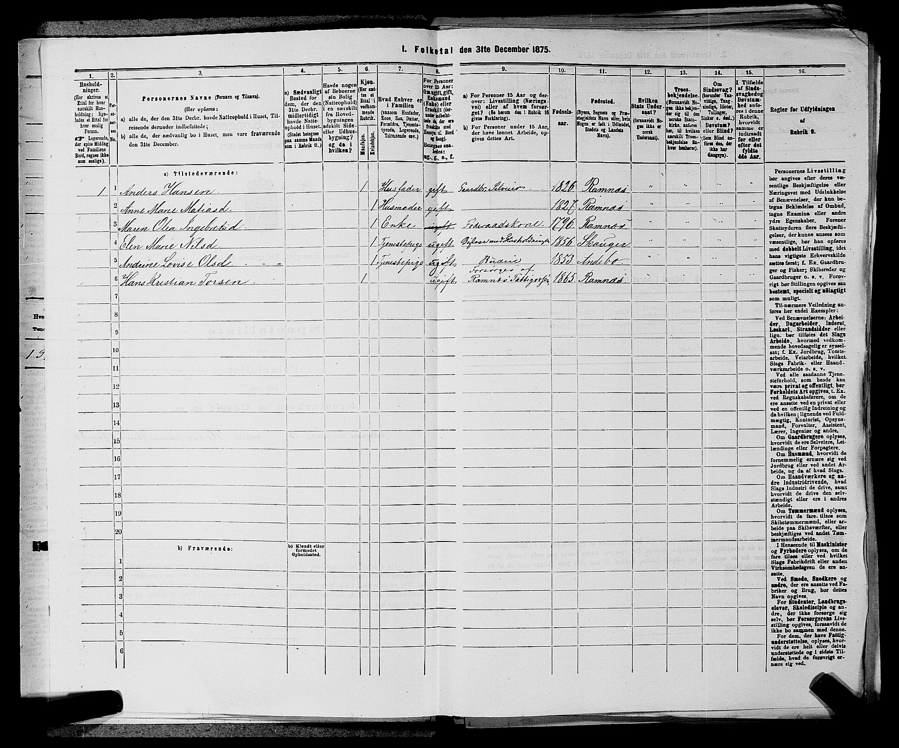 SAKO, 1875 census for 0718P Ramnes, 1875, p. 158