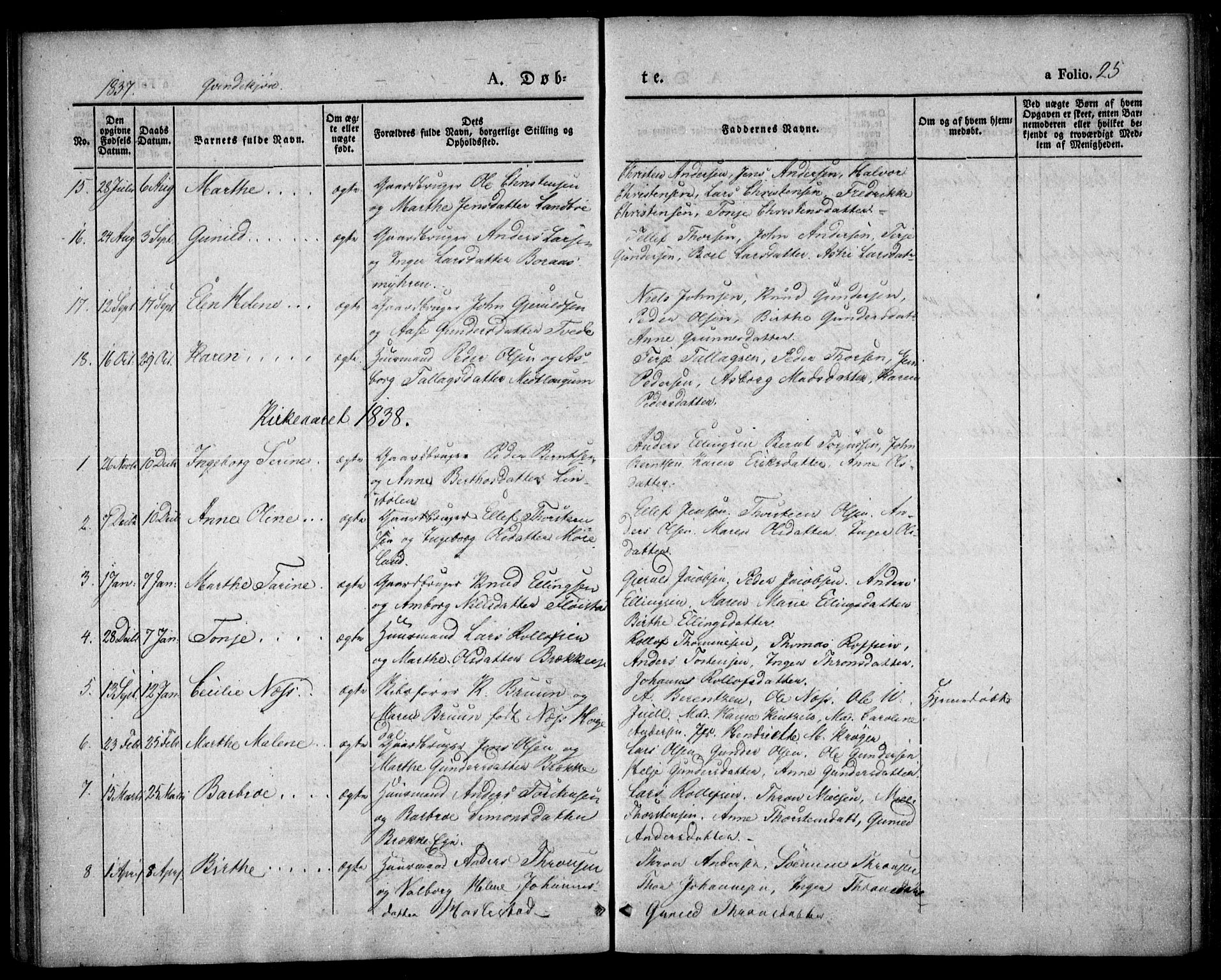 Austre Moland sokneprestkontor, SAK/1111-0001/F/Fa/Faa/L0006: Parish register (official) no. A 6, 1837-1846, p. 25