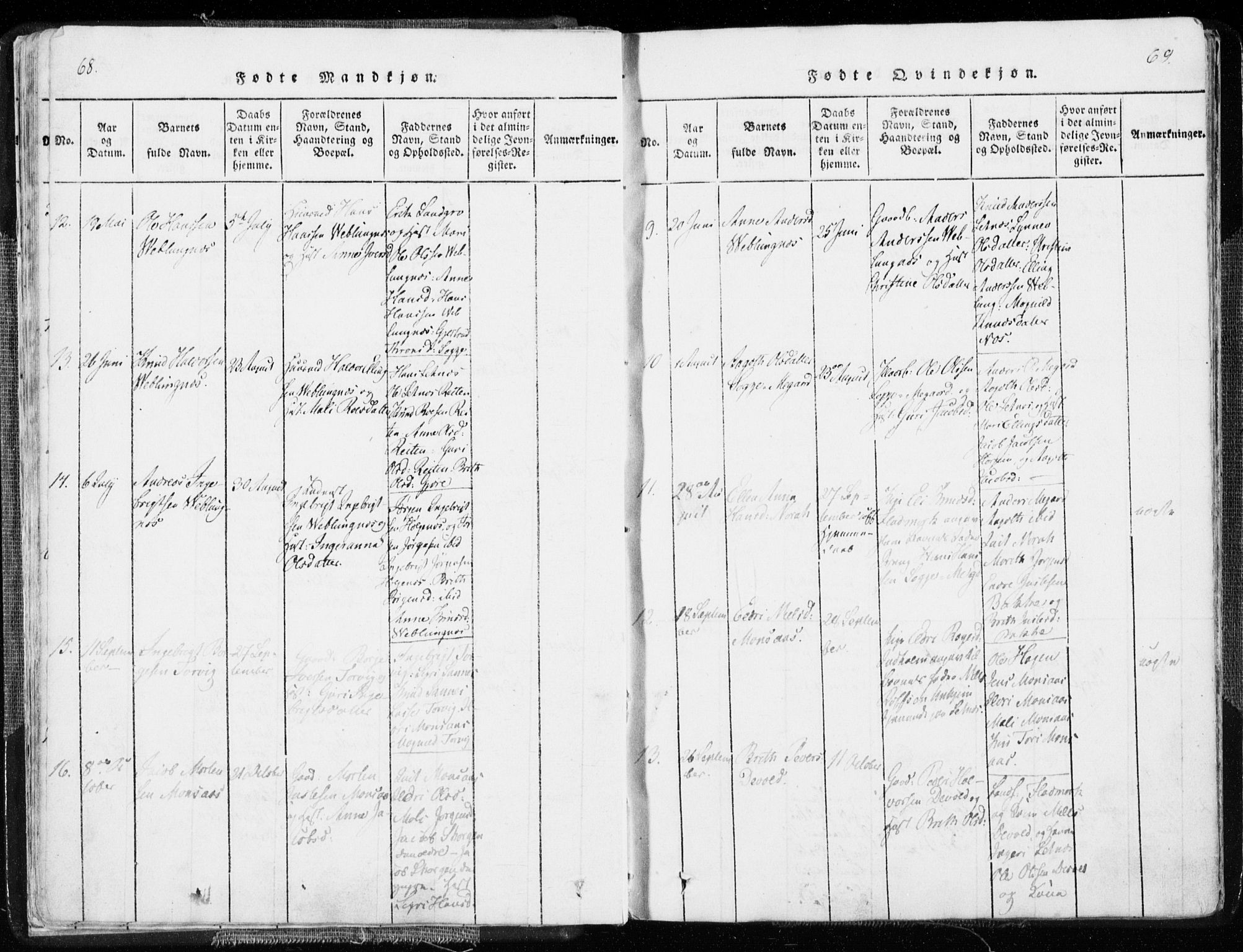 Ministerialprotokoller, klokkerbøker og fødselsregistre - Møre og Romsdal, SAT/A-1454/544/L0571: Parish register (official) no. 544A04, 1818-1853, p. 68-69