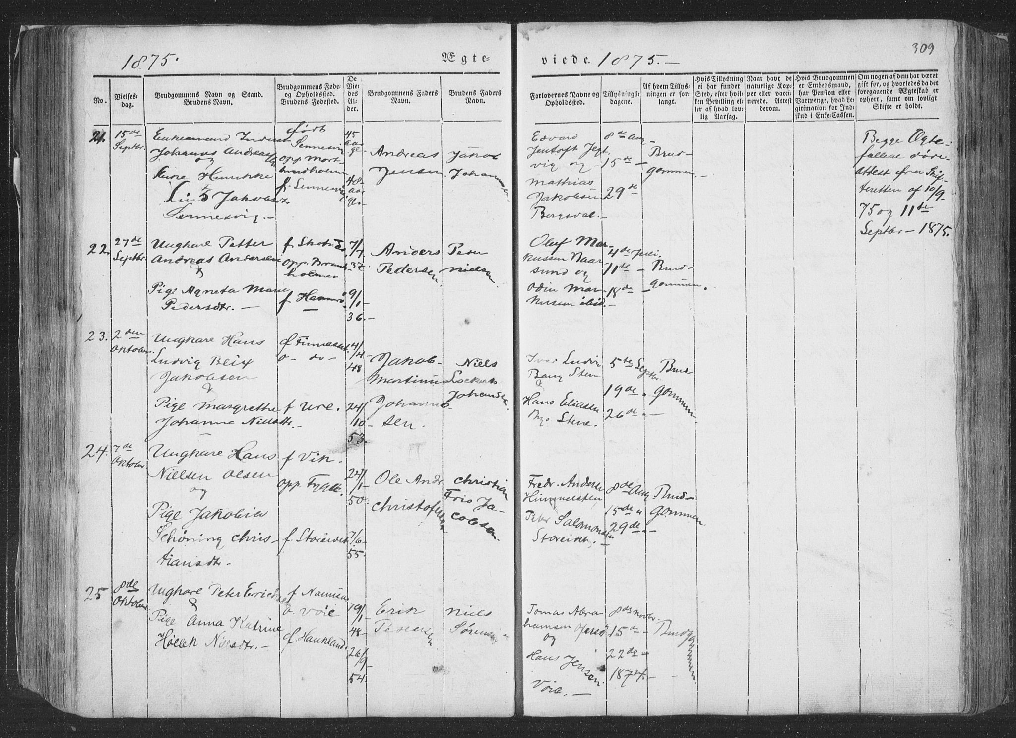 Ministerialprotokoller, klokkerbøker og fødselsregistre - Nordland, SAT/A-1459/881/L1165: Parish register (copy) no. 881C02, 1854-1876, p. 309