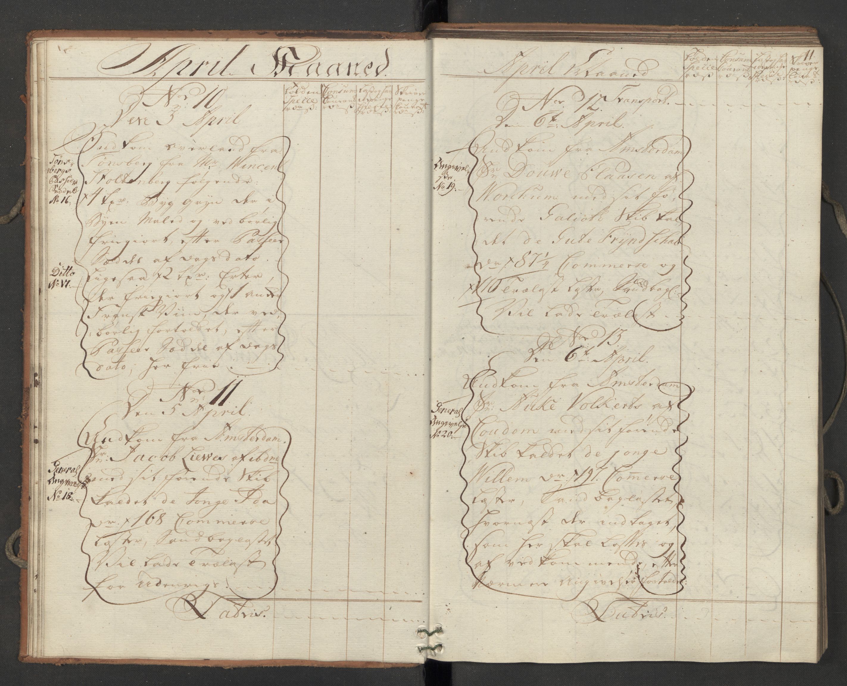 Generaltollkammeret, tollregnskaper, AV/RA-EA-5490/R09/L0033/0001: Tollregnskaper Holmestrand / Inngående hovedtollbok, 1762, p. 10b-11a