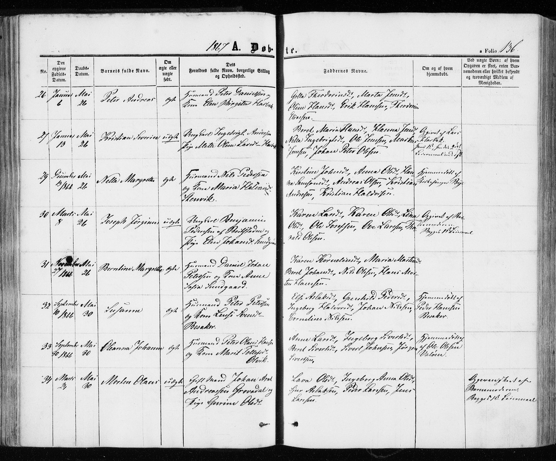 Ministerialprotokoller, klokkerbøker og fødselsregistre - Sør-Trøndelag, AV/SAT-A-1456/657/L0705: Parish register (official) no. 657A06, 1858-1867, p. 136