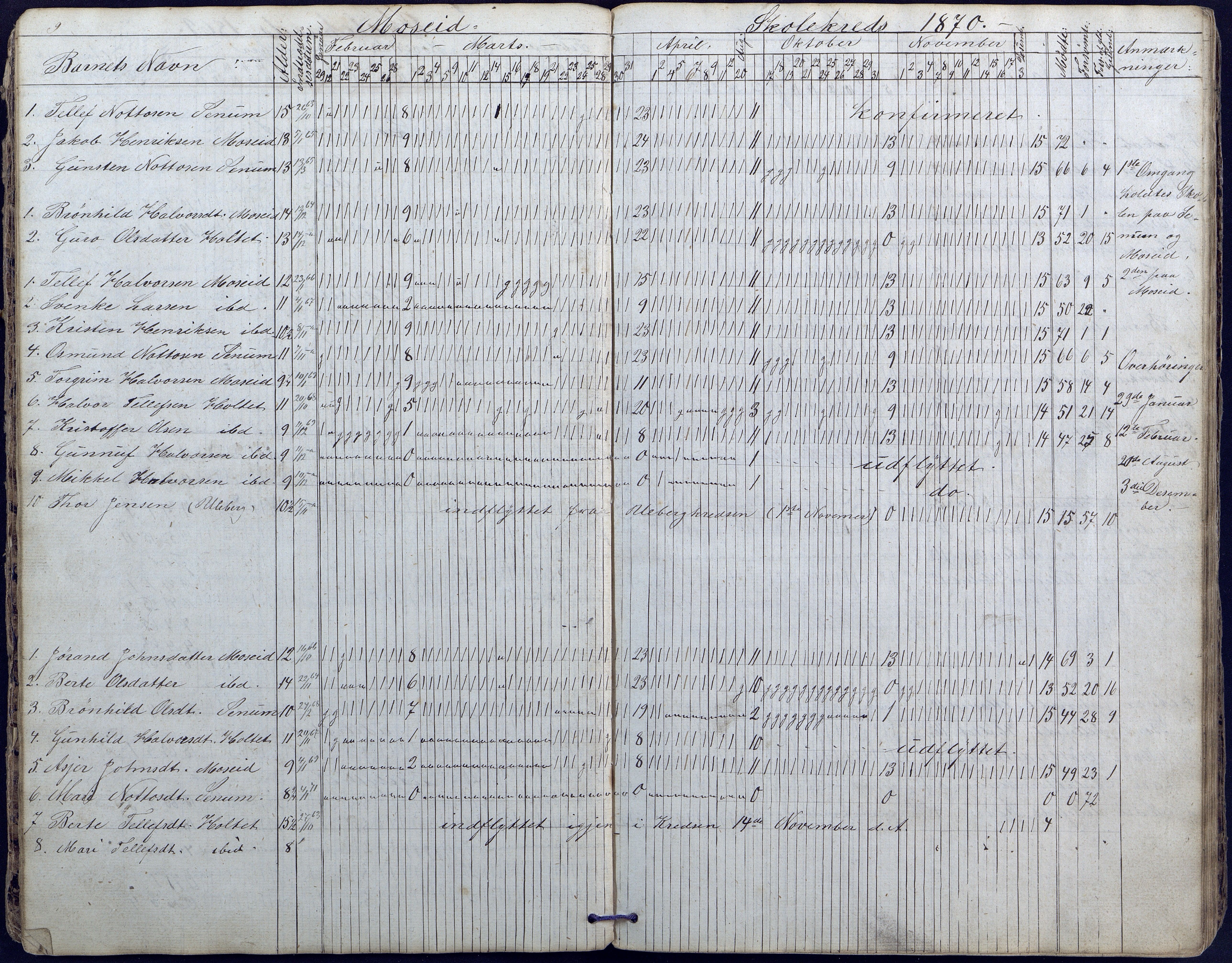 Hornnes kommune, Moi, Moseid, Kjetså skolekretser, AAKS/KA0936-550e/F1/L0003: Dagbok. Moseid, Moi, 1873-1886