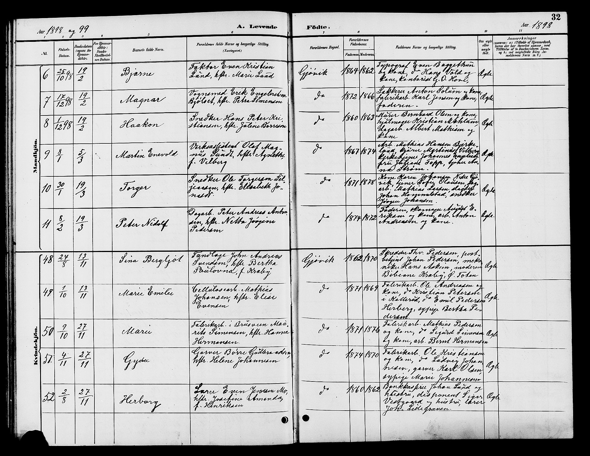 Vardal prestekontor, AV/SAH-PREST-100/H/Ha/Hab/L0009: Parish register (copy) no. 9, 1894-1902, p. 32