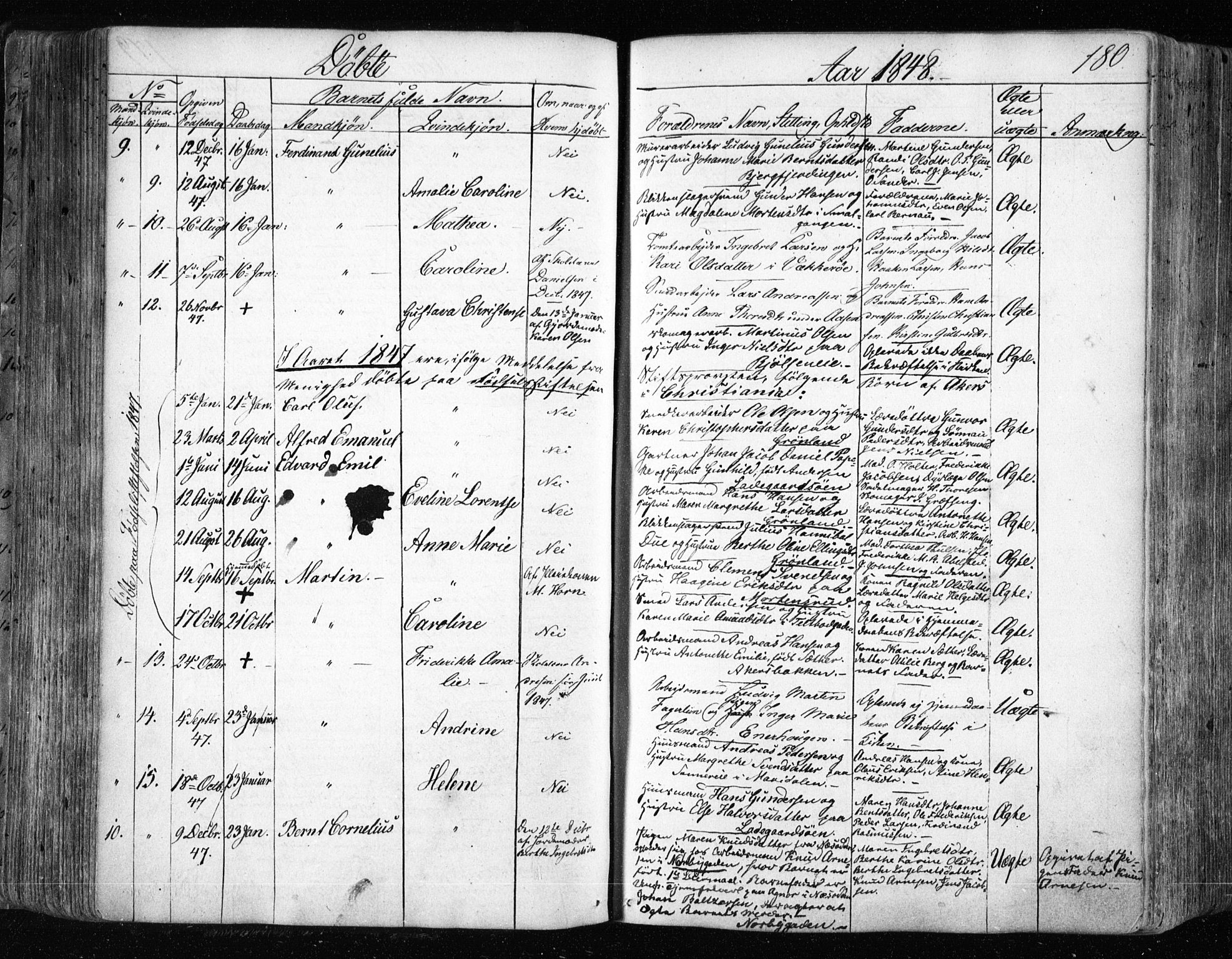 Aker prestekontor kirkebøker, AV/SAO-A-10861/F/L0019: Parish register (official) no. 19, 1842-1852, p. 180