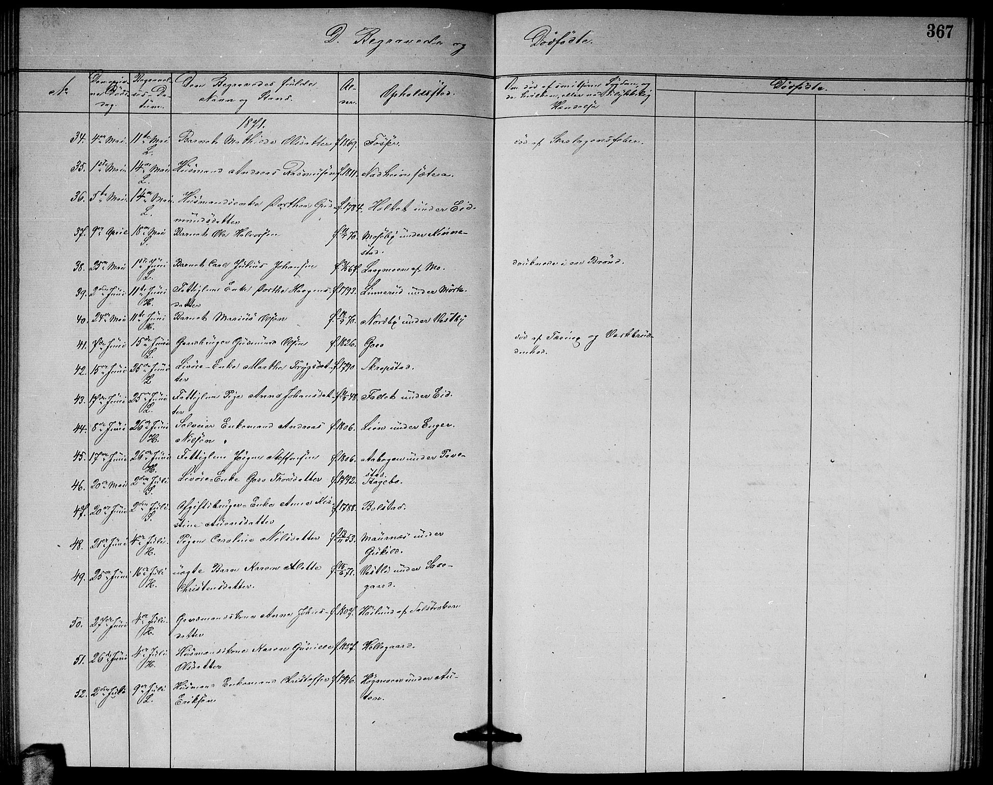 Høland prestekontor Kirkebøker, SAO/A-10346a/G/Ga/L0006: Parish register (copy) no. I 6, 1869-1879, p. 367