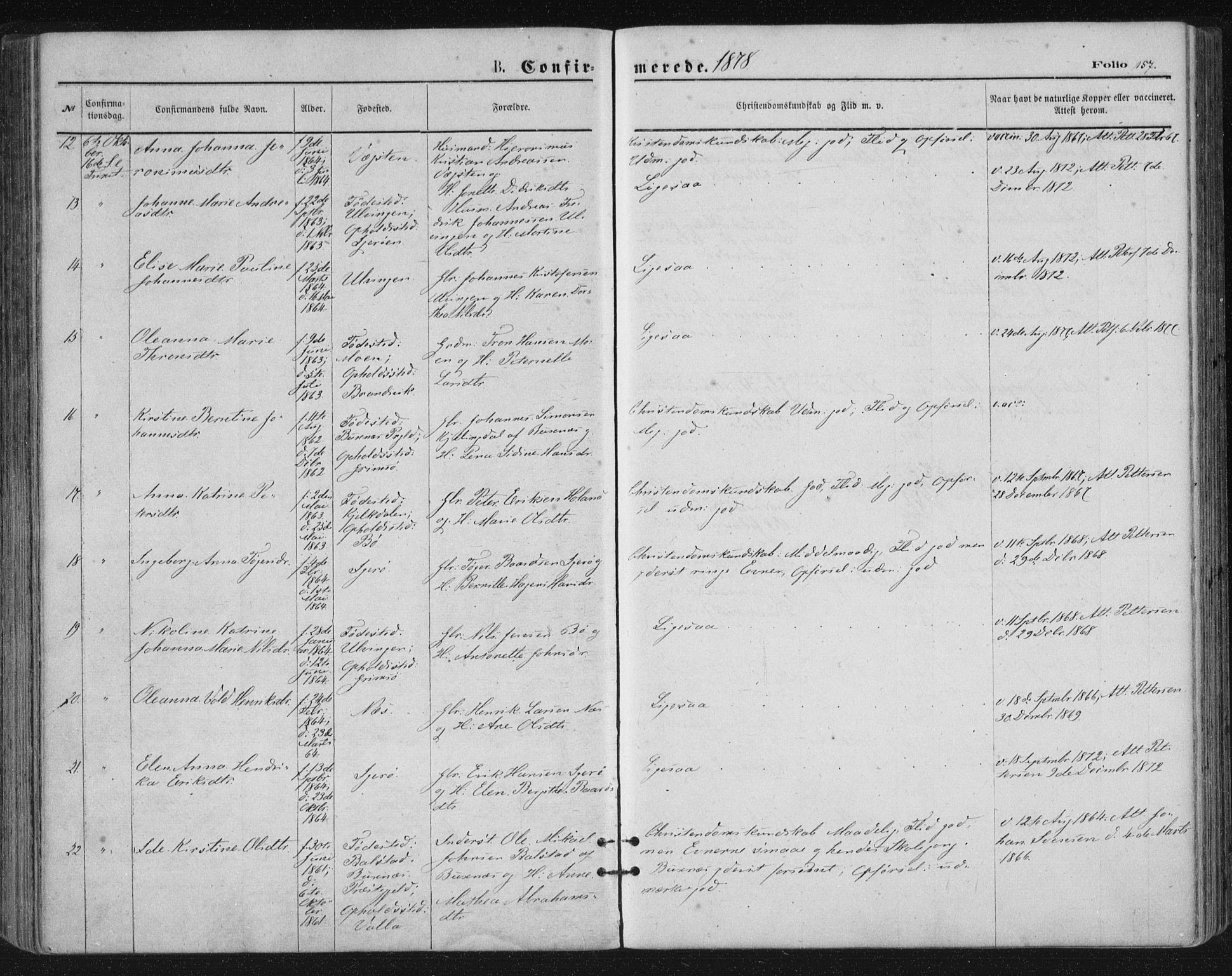 Ministerialprotokoller, klokkerbøker og fødselsregistre - Nordland, SAT/A-1459/816/L0241: Parish register (official) no. 816A07, 1870-1885, p. 157
