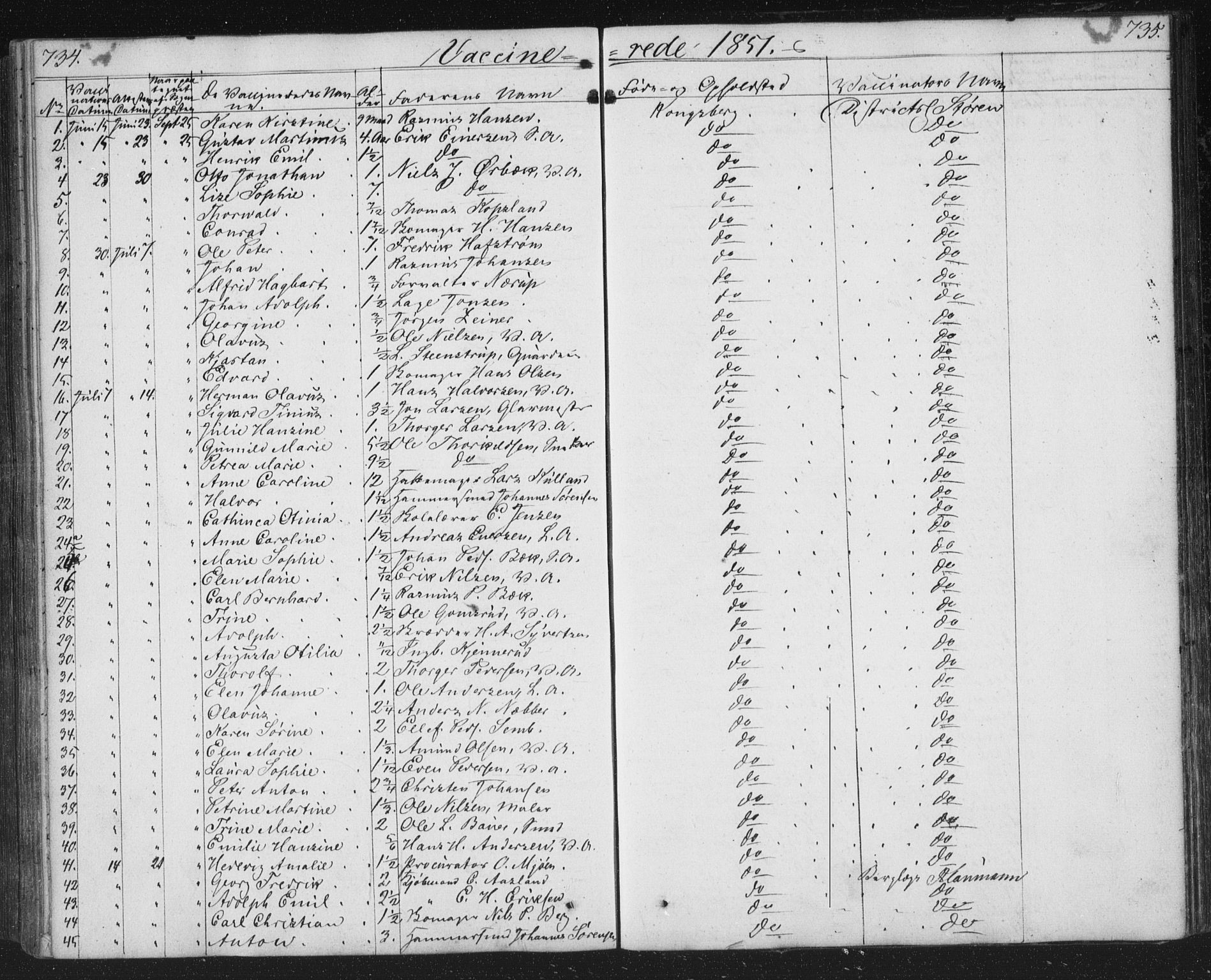 Kongsberg kirkebøker, SAKO/A-22/G/Ga/L0002: Parish register (copy) no. 2, 1839-1858, p. 734-735