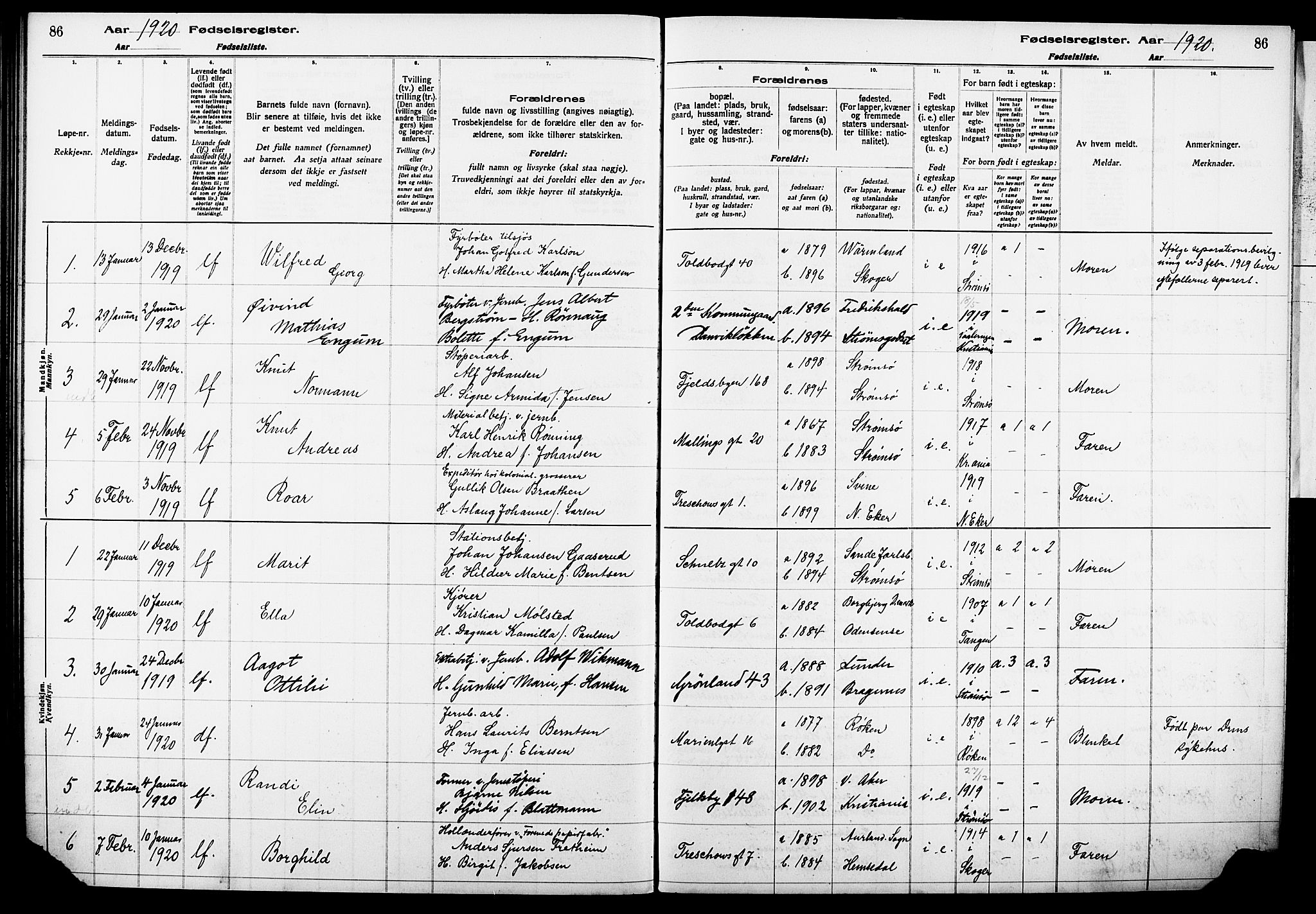 Strømsø kirkebøker, SAKO/A-246/J/Ja/L0001: Birth register no. 1, 1916-1925, p. 86