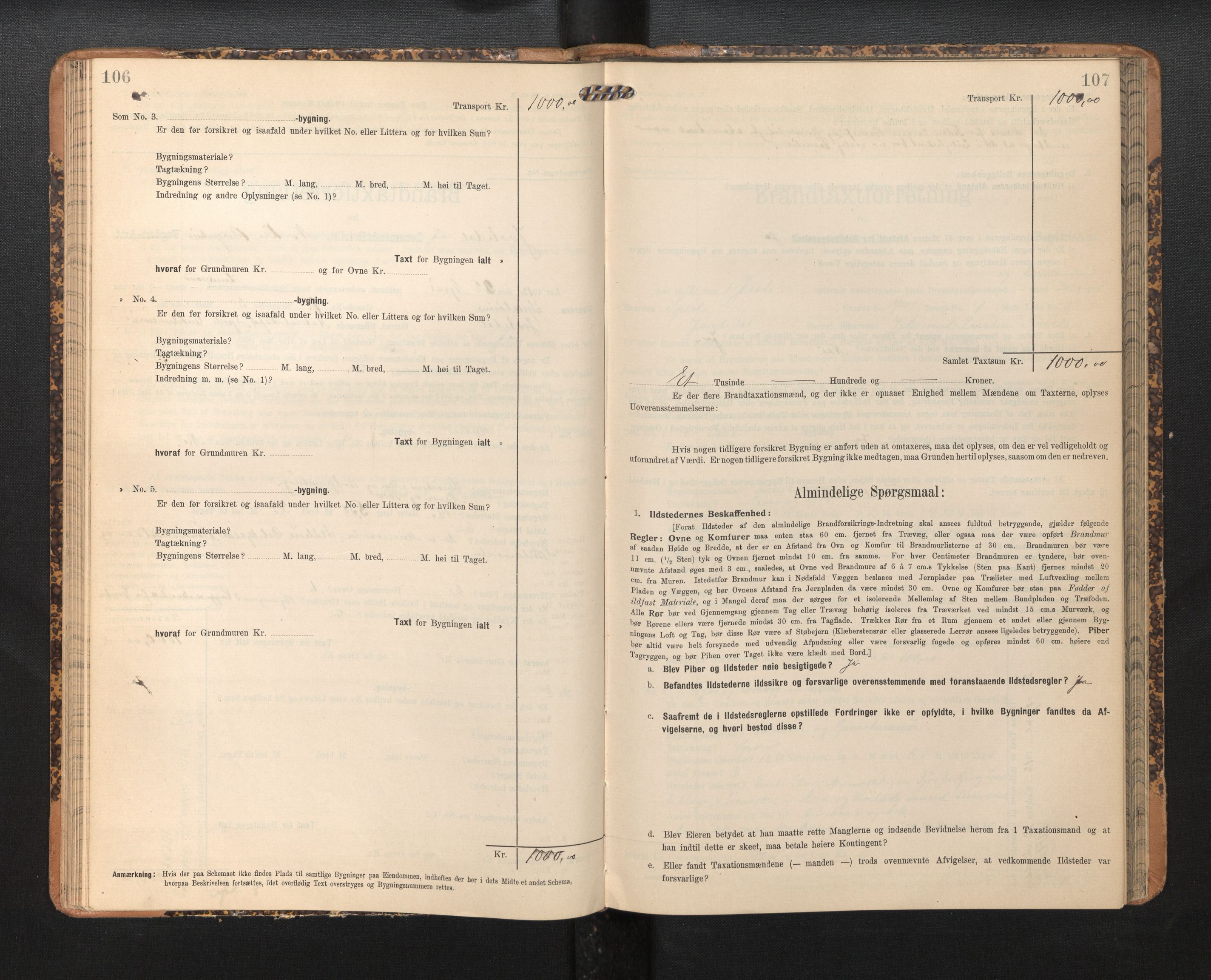 Lensmannen i Jostedal, SAB/A-28601/0012/L0004: Branntakstprotokoll, skjematakst, 1906-1919, p. 106-107