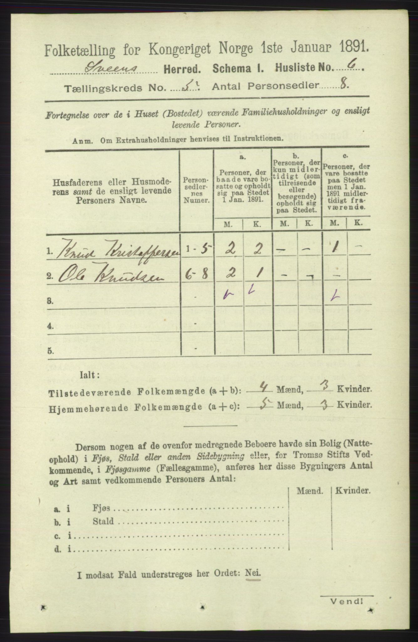 RA, 1891 census for 1216 Sveio, 1891, p. 1416