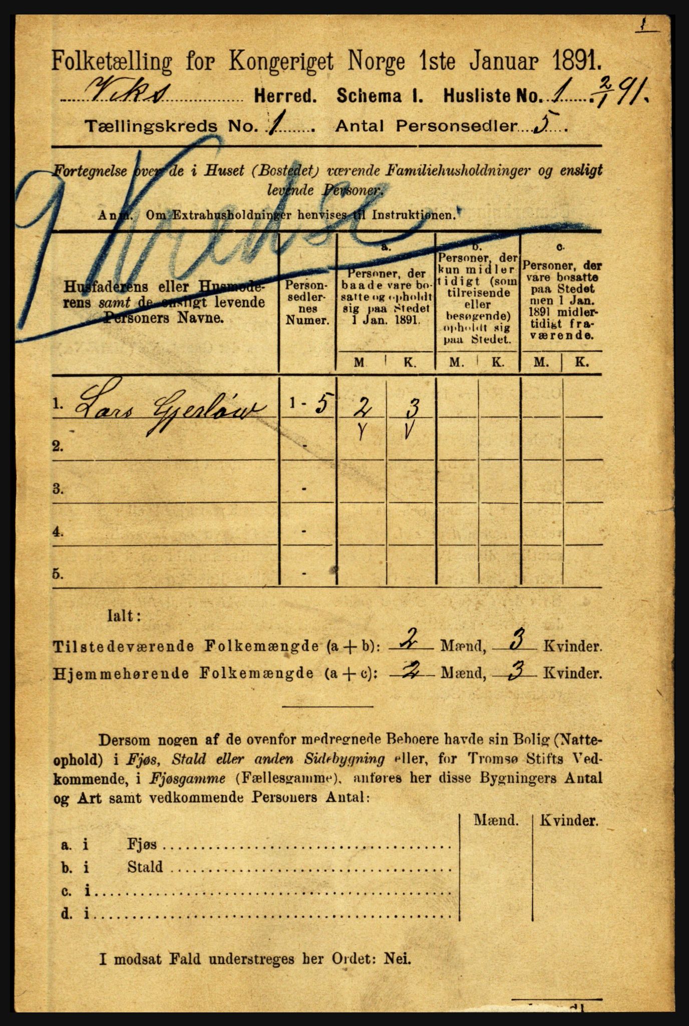 RA, 1891 census for 1417 Vik, 1891, p. 30