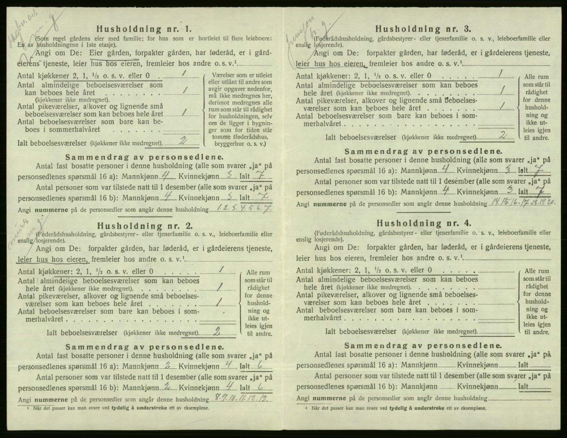 SAB, 1920 census for Voss, 1920, p. 2158