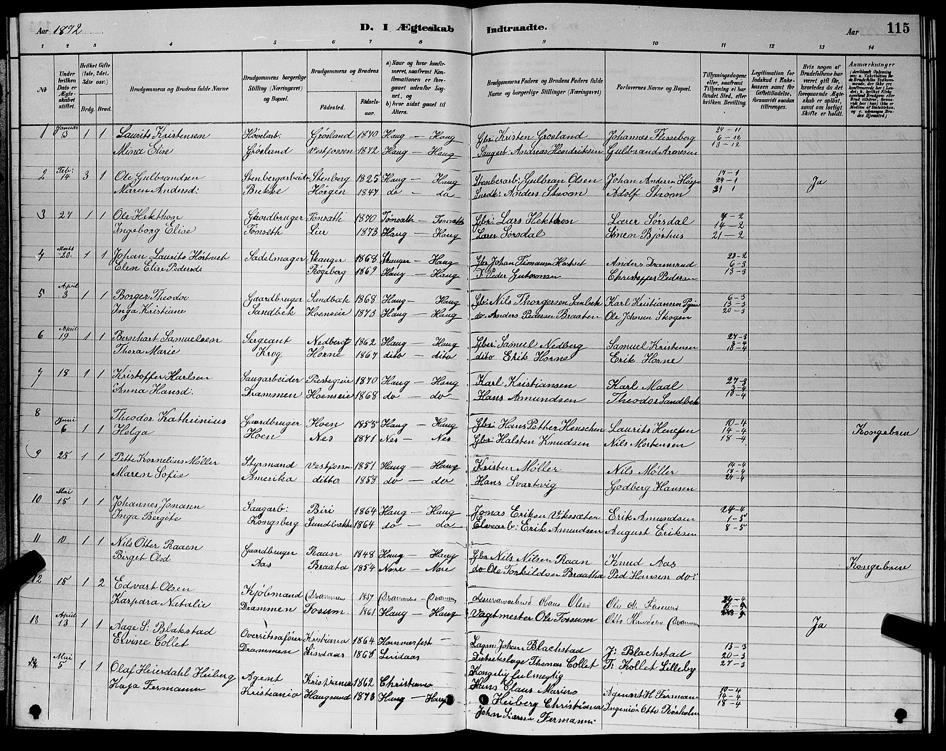 Eiker kirkebøker, SAKO/A-4/G/Ga/L0006: Parish register (copy) no. I 6, 1885-1893, p. 115